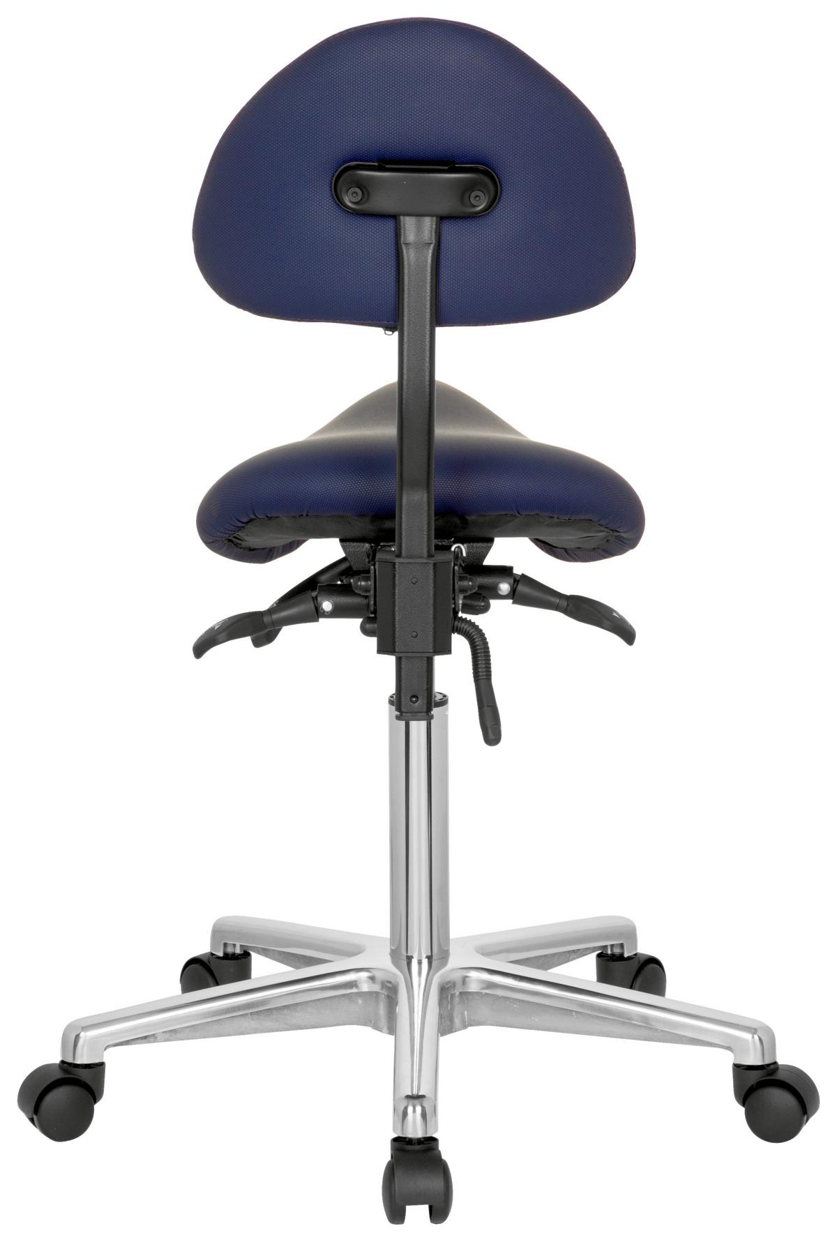 Bürohocker Top Work 20 Lederlook Blau Bis 110kg - Blau/Alufarben, MODERN, Kunststoff/Textil (36/105/40cm) - MID.YOU