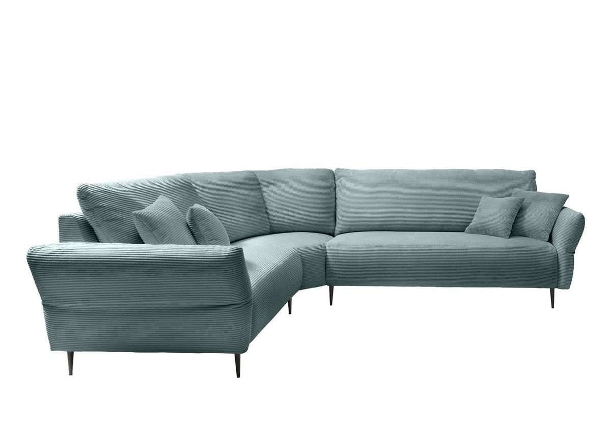 Ecksofa Vanilla Hellblau S: 256x256 Cm - Schwarz/Grau, Design, Textil (256/256cm) - Livetastic