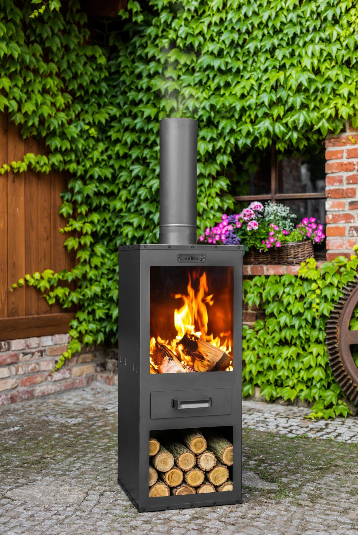 Kaminofen Terrassenofen Rosa - Schwarz, Basics, Metall (40/150/40cm)