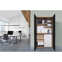 Schrankküche Mit Kühlschrank + Kochfeld 104 Cm Schwarz - Edelstahlfarben/Eichefarben, KONVENTIONELL, Holzwerkstoff/Metall (104/193/67cm) - Respekta
