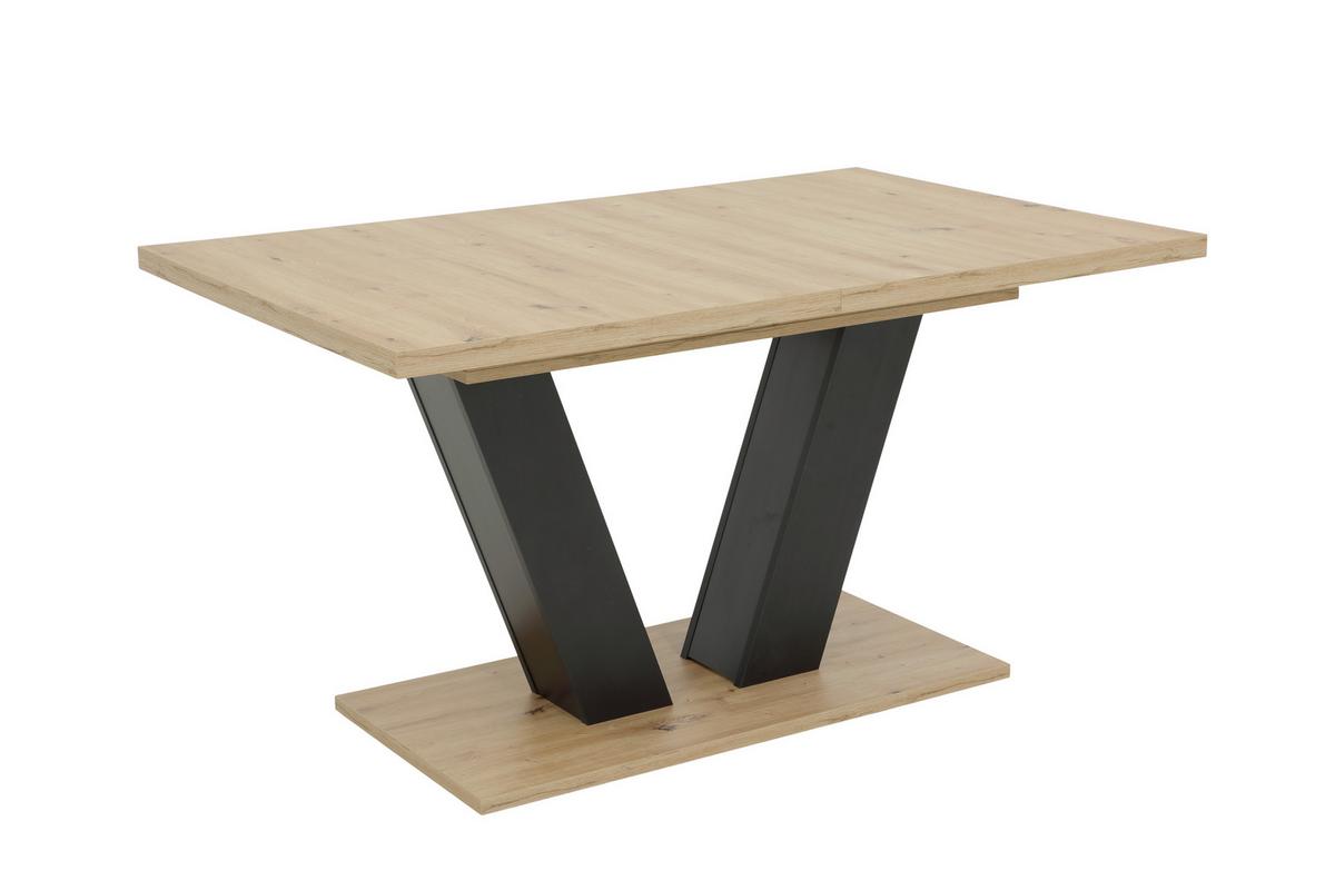 Esstisch Hamm T - Schwarz/Eiche Artisan, MODERN, Holzwerkstoff (140-180/76/90cm) - MID.YOU