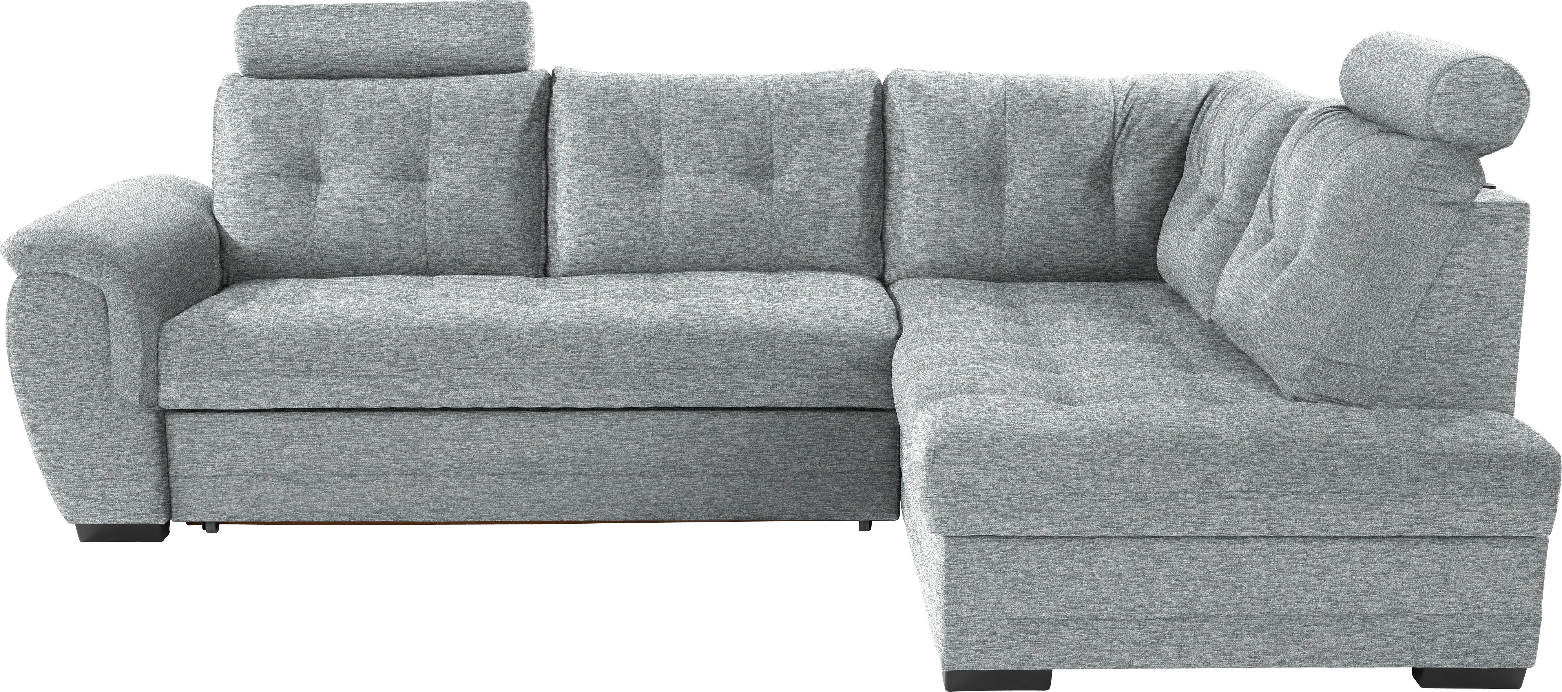 Ecksofa mit Schlaffunktion + Bettkasten Falco, Webstoff - Dunkelbraun/Hellgrau, KONVENTIONELL, Textil (251/183cm) - Ondega