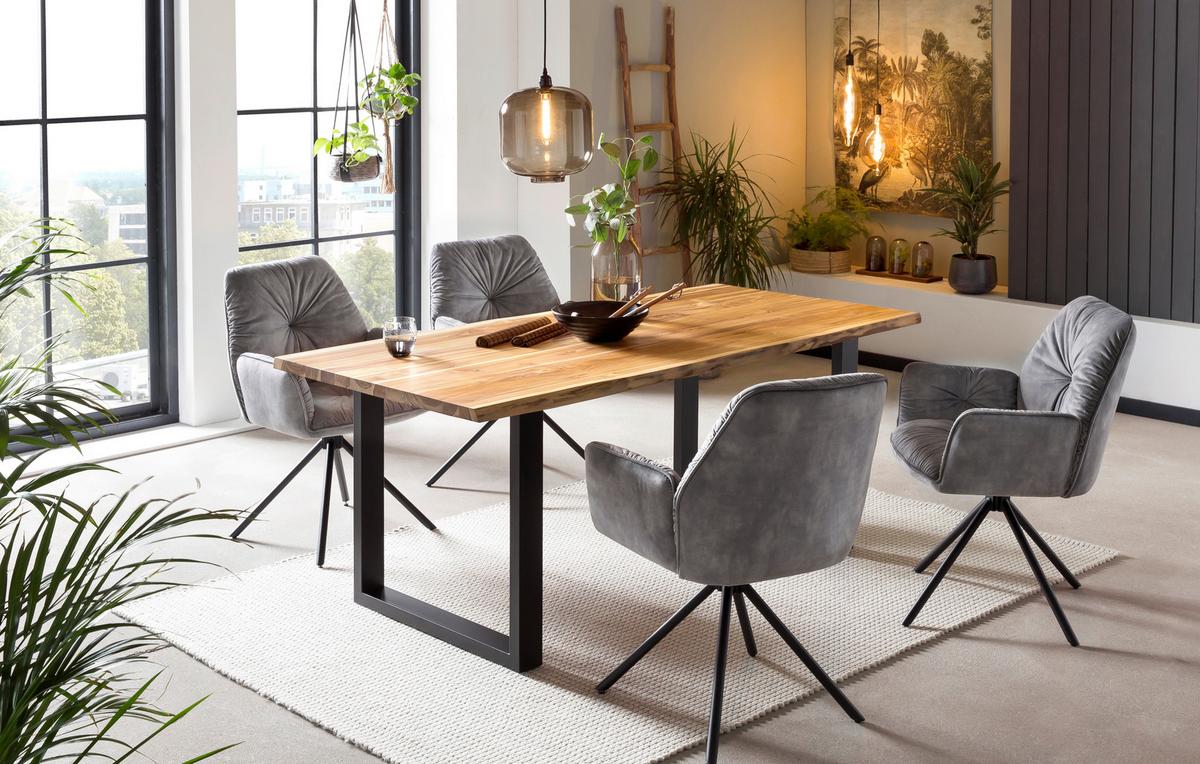 Armlehnstuhl Grau B: 61 Cm - Schwarz/Grau, MODERN, Textil/Metall (61/90/59cm) - Livetastic