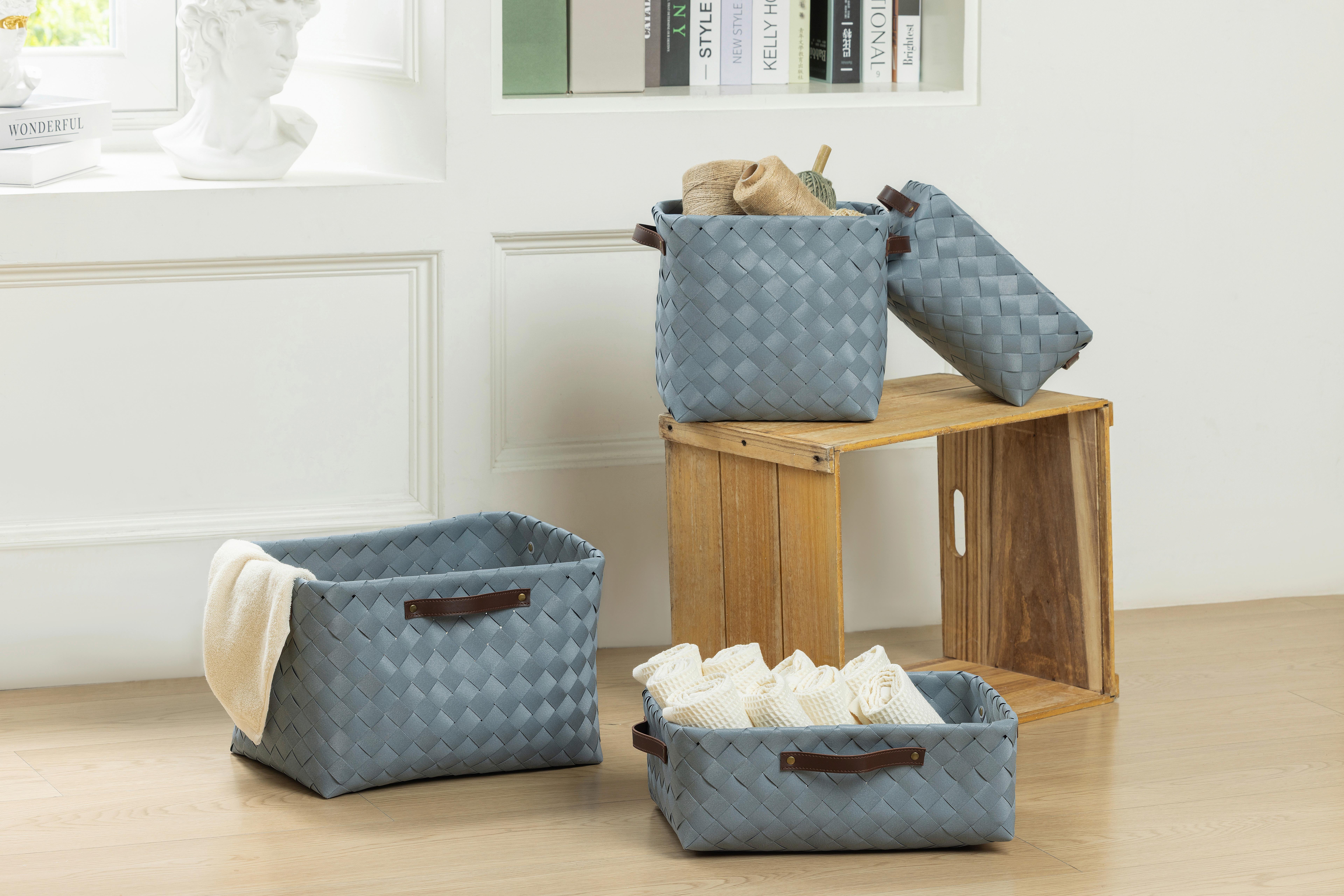 Aufbewahrungsbox Julius - Blau/Braun, KONVENTIONELL, Kunststoff (18/26/13cm) - James Wood