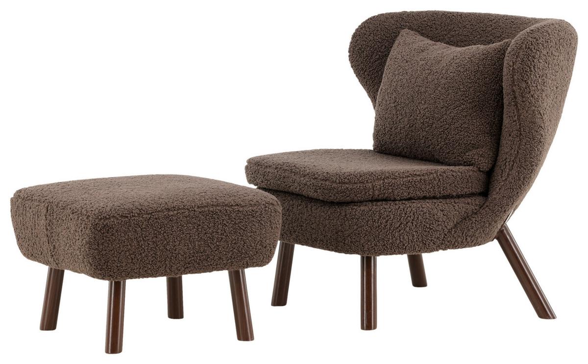 Sesselset Ryxö - Braun, Design, Textil/Metall (60,5/80/85cm) - Livetastic