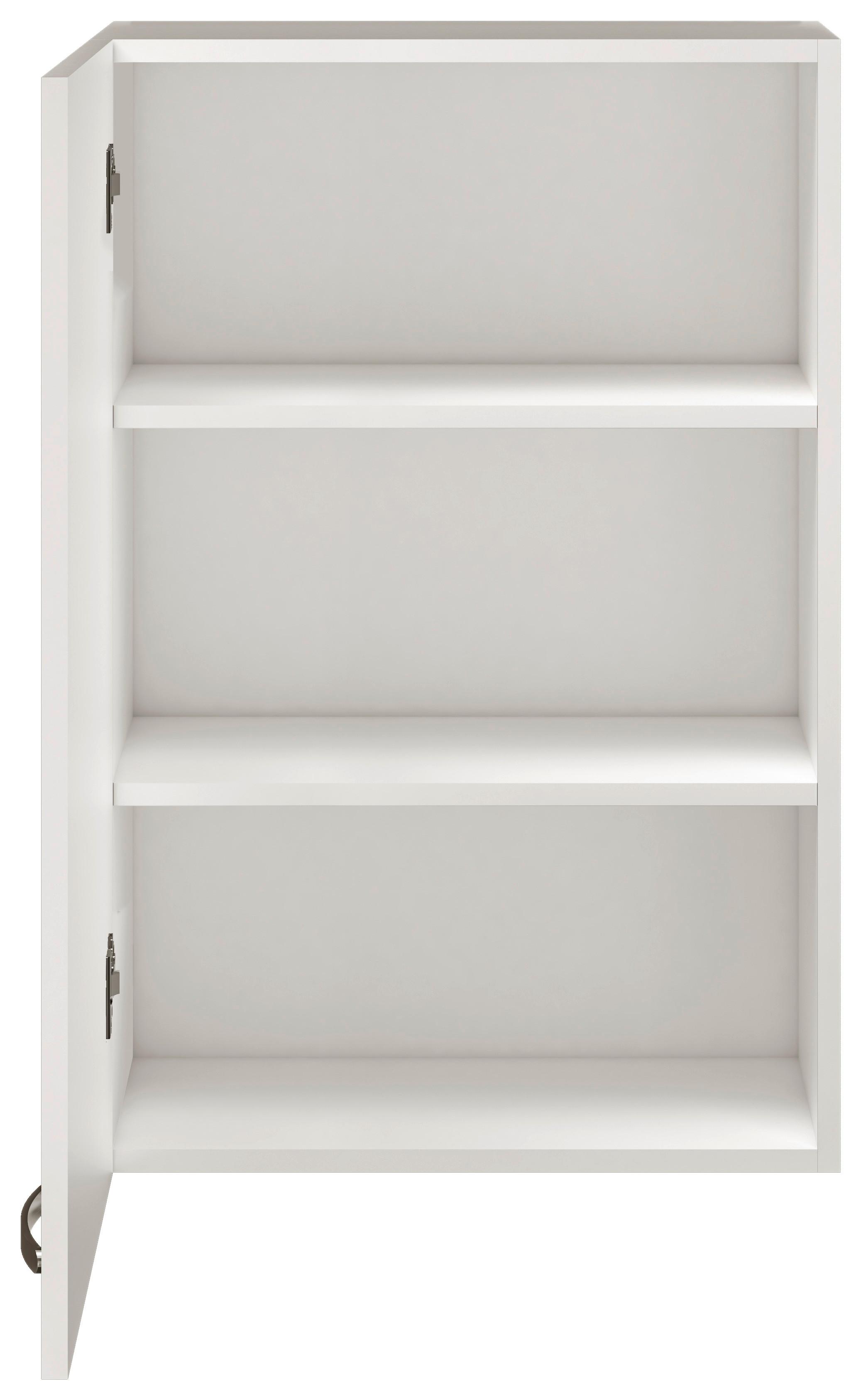 Felsőszekrény Alba - magasfényű fehér/fehér, Modern, faalapú anyag (60/89/32cm)