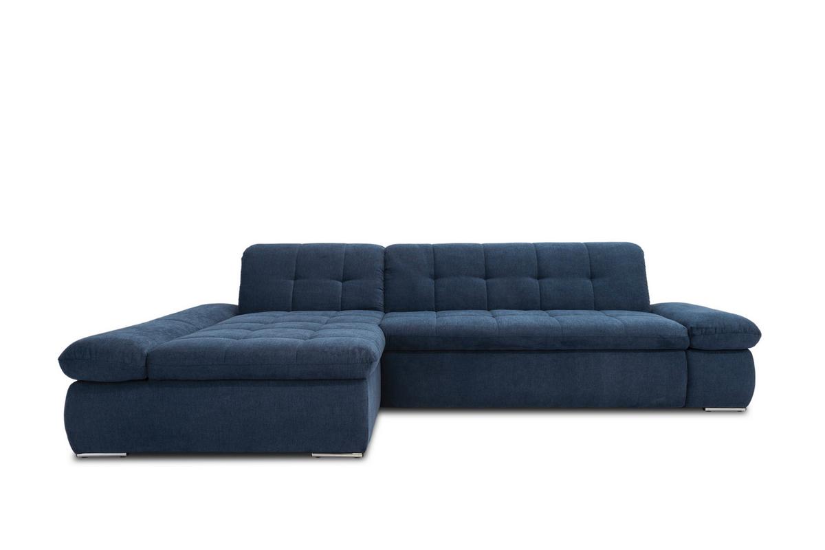 Ecksofa Mit Armteilverstellung Moric Dunkelblau Mikrofaser - Chromfarben/Dunkelblau, KONVENTIONELL, Textil (172/300cm) - MID.YOU
