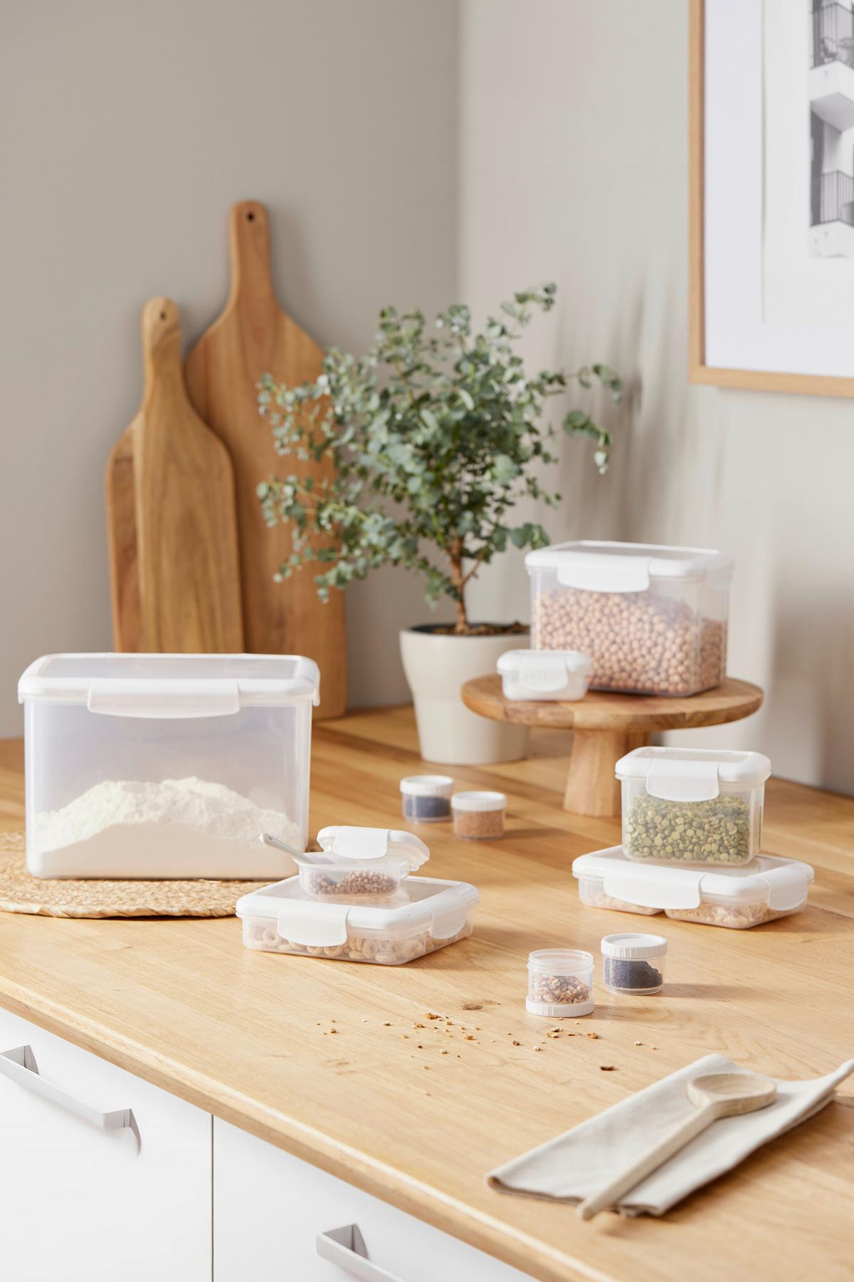 Ételtároló Készlet Deren 11 Részes - áttetsző/fehér, Basics, műanyag - Luca Bessoni