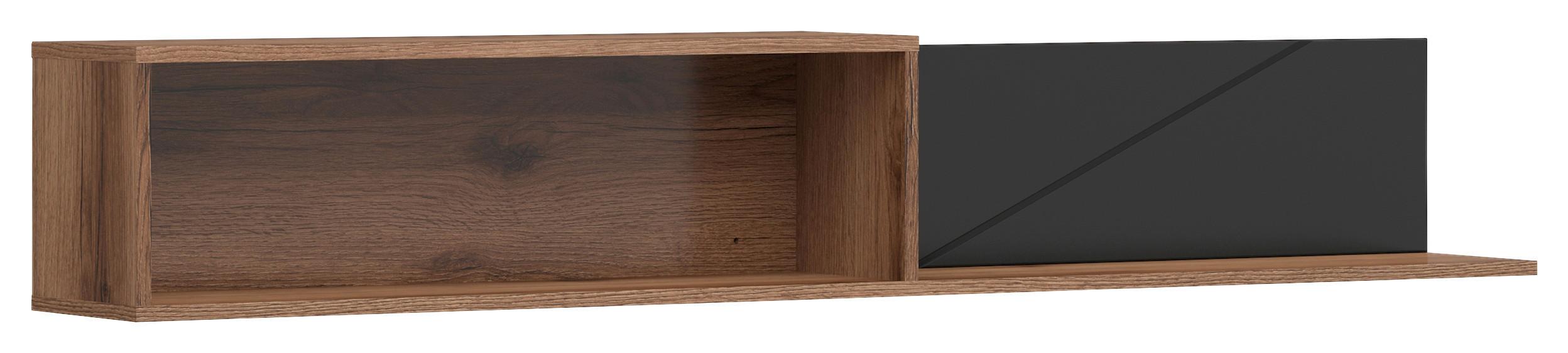 Wandboard Forn Shelf - Eichefarben/Schwarz, Design, Holzwerkstoff (156/25/22cm)