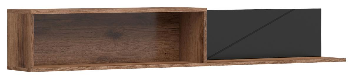 Wandboard Forn Shelf - Eichefarben/Schwarz, Design, Holzwerkstoff (156/25/22cm)