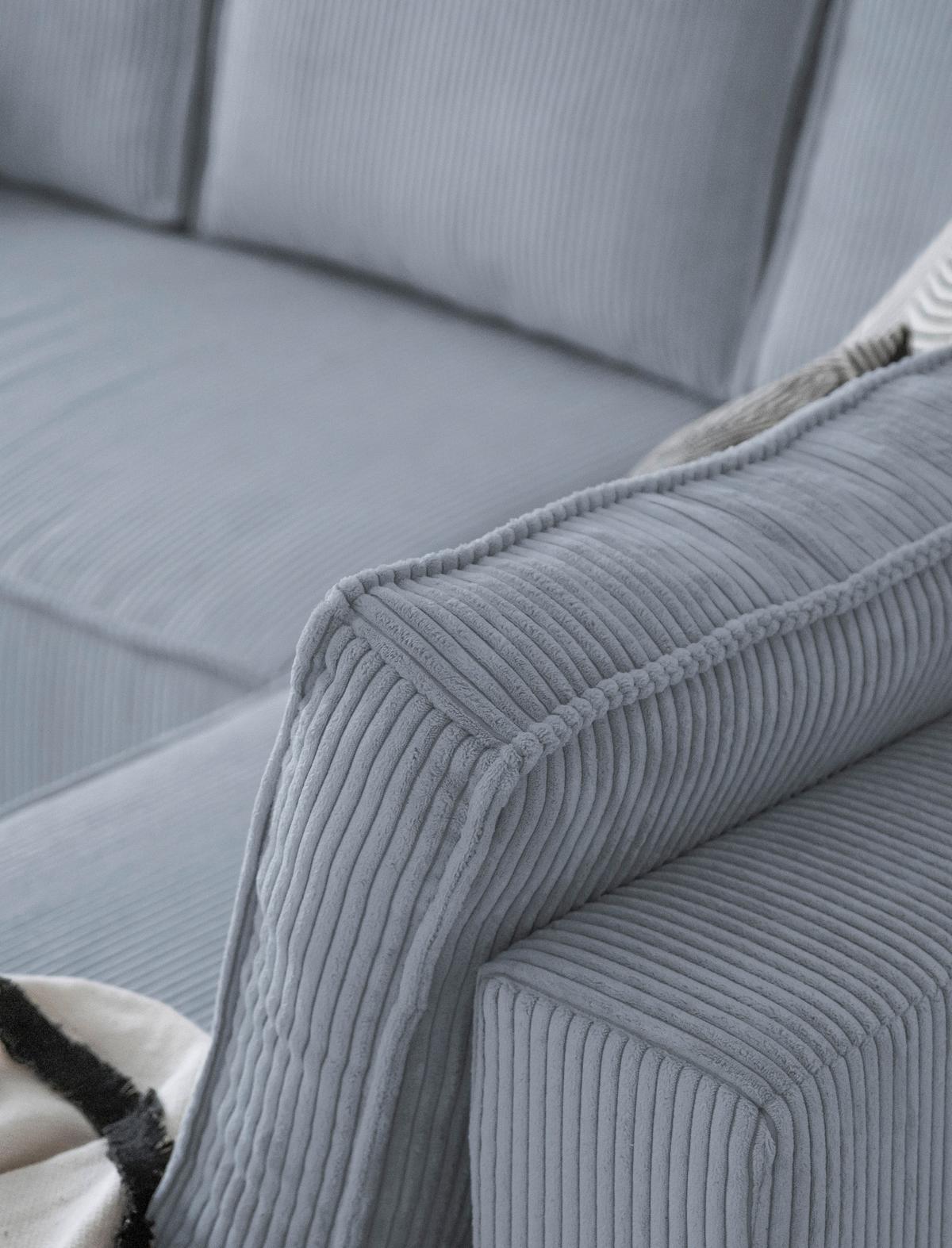 Rohová sedačka OLIVER, světle šedá, manšestr, pravá - černá/světle šedá, Design, textil/plast (156/322/194cm) - MID.YOU