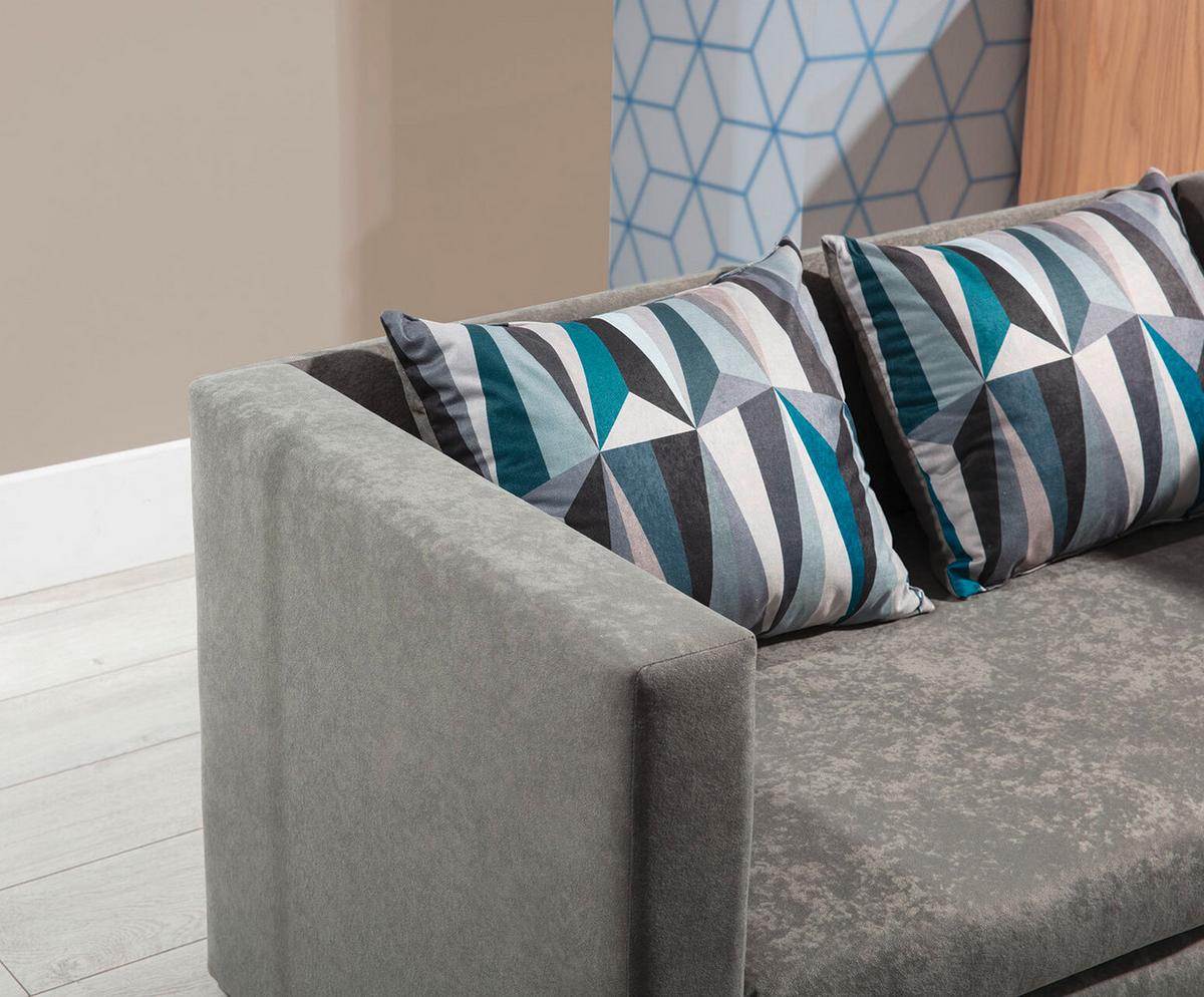 Schlafsofa Neva Blaugrau, B: 132 Cm - Blaugrau/Schwarz, Design, Textil (132/62/70cm) - MID.YOU