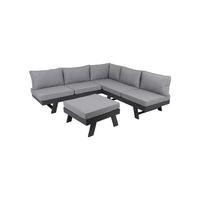 Loungegarnitur Donna - Schwarz/Grau, Basics, Kunststoff/Textil - Gardenson