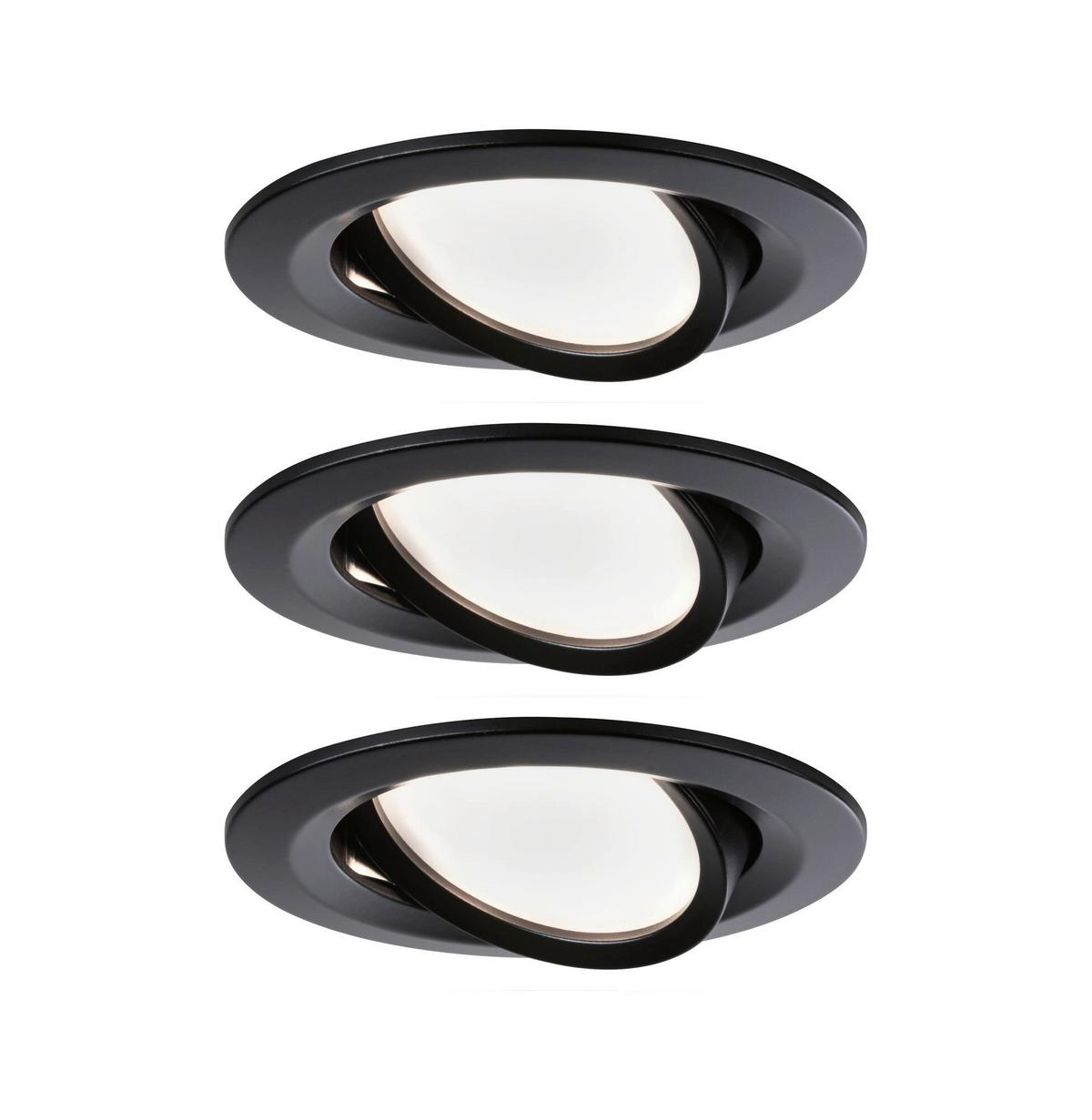 Deckenleuchte 3er-set Ø 8,4 Cm, Rund, Schwarz Matt - Schwarz, Basics, Metall (8,4cm) - Paulmann