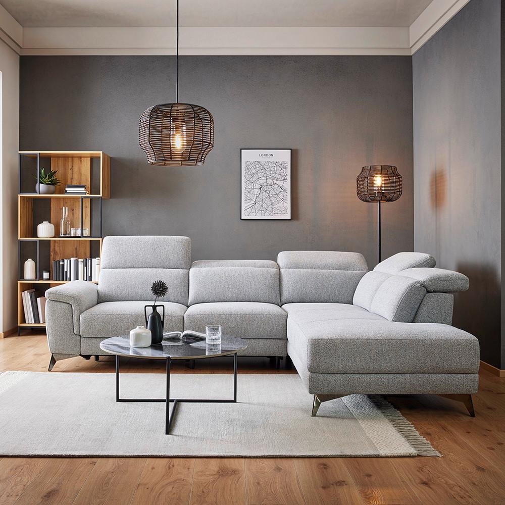 Sedací souprava Koln - šedá, Moderní, kov/textil (283/98/212cm) - Bessagi Home
