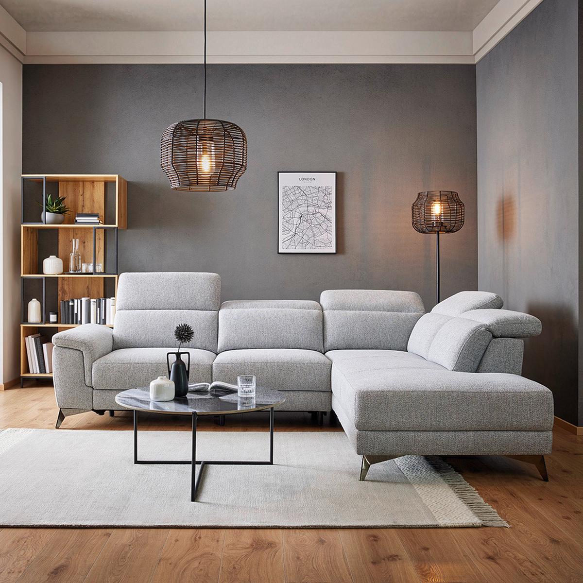 Sedací souprava Koln - šedá, Moderní, kov/textil (283/98/212cm) - Bessagi Home
