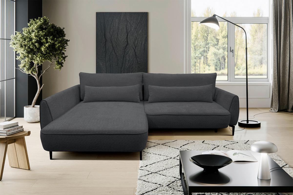 Ecksofa Abriamo Dunkelgrau 204x273 cm - Dunkelgrau/Creme, Design, Textil (204/273cm) - MID.YOU