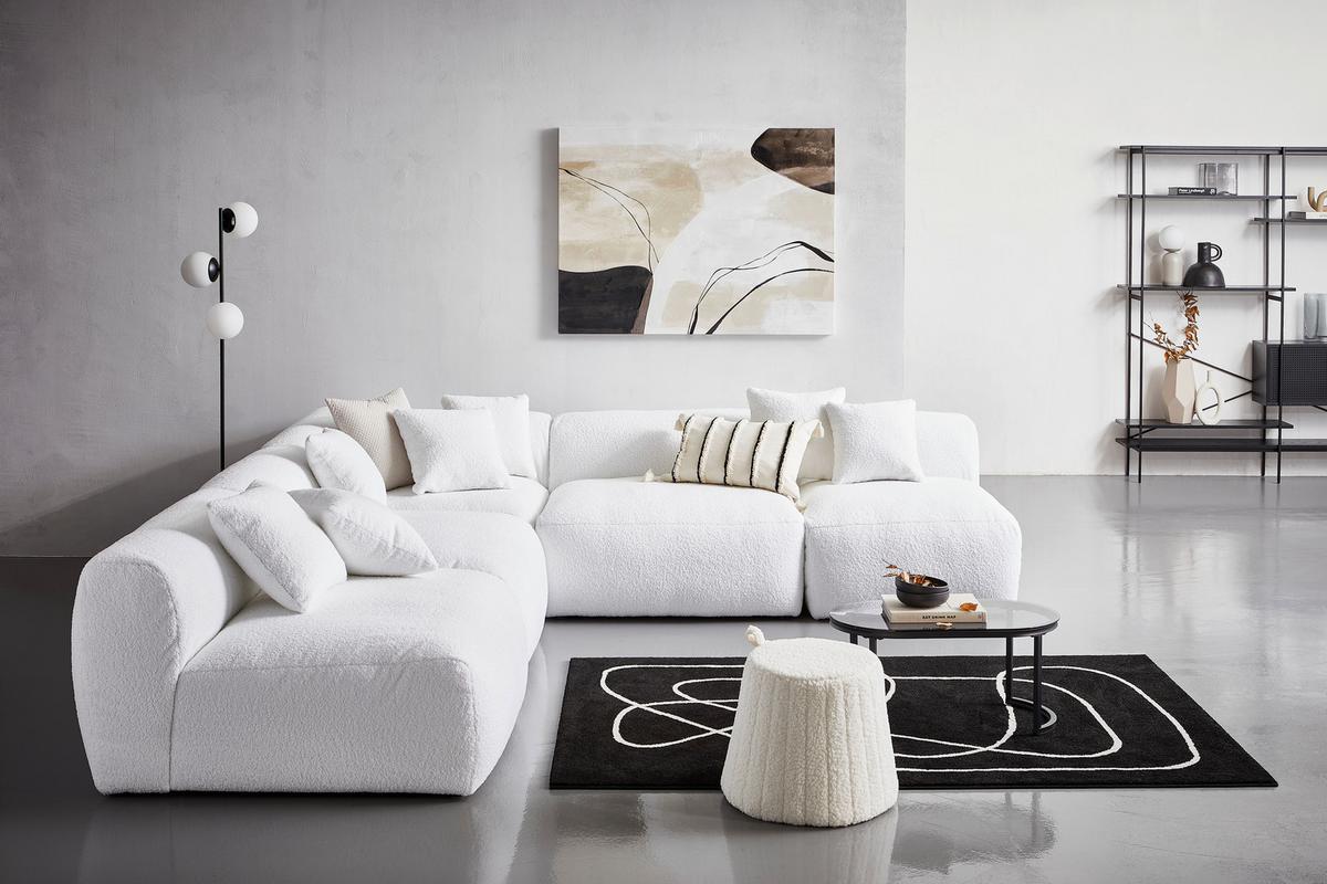 Modul Sofa Bloom B: 85 Cm Weiß - Weiß, Trend, Textil (85/70/122cm) - Livetastic