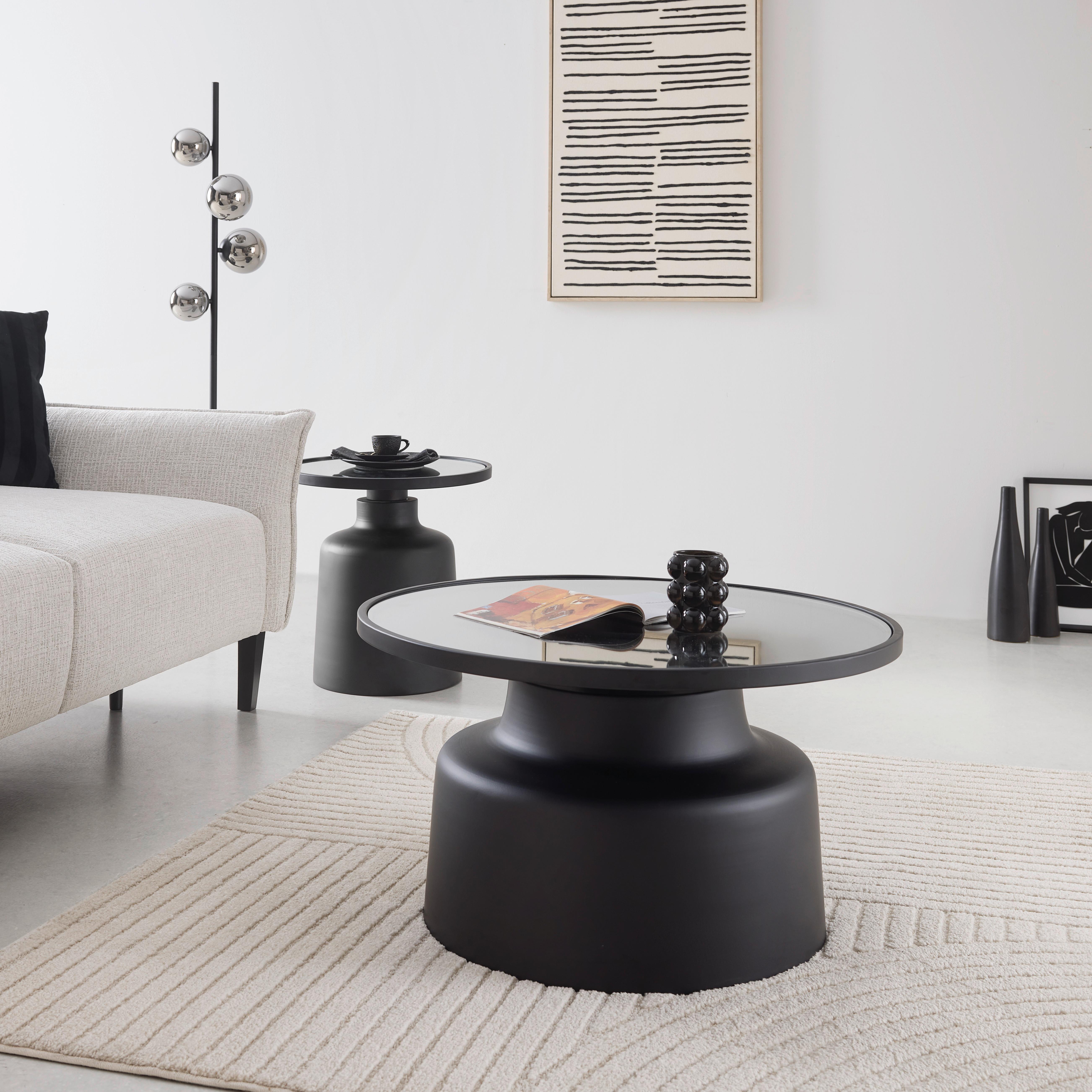 KONFERENČNÝ STOLÍK JARO -TREND- - čierna, Modern, kov/sklo (72/40/72cm) - Premium Living