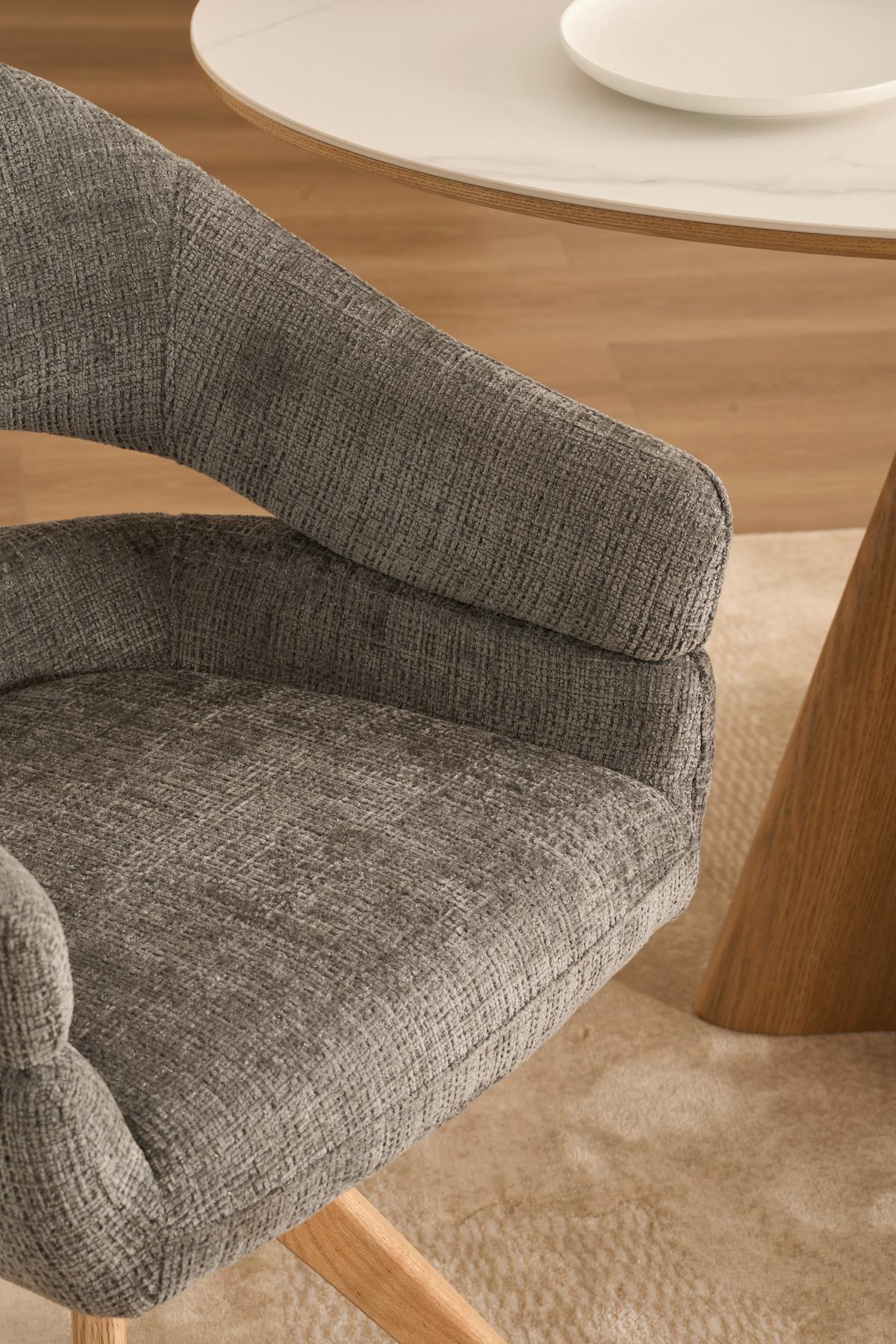 Armlehnstuhl Cleo Grau/Eichefarben B: 58 cm - Eichefarben/Grau, MODERN, Holz/Textil (58/85/62cm) - Livetastic
