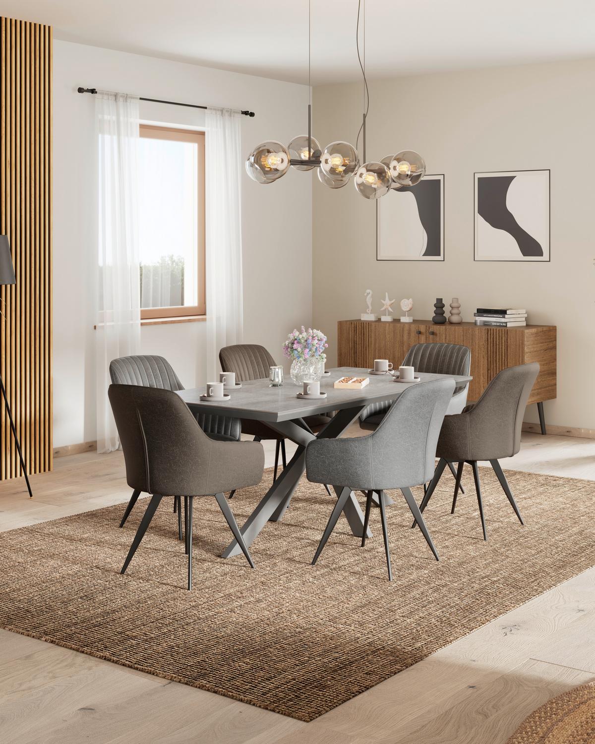 Étkezőasztal Steve 1 180 - fekete, Modern, faalapú anyag/fém (180/76/90cm)