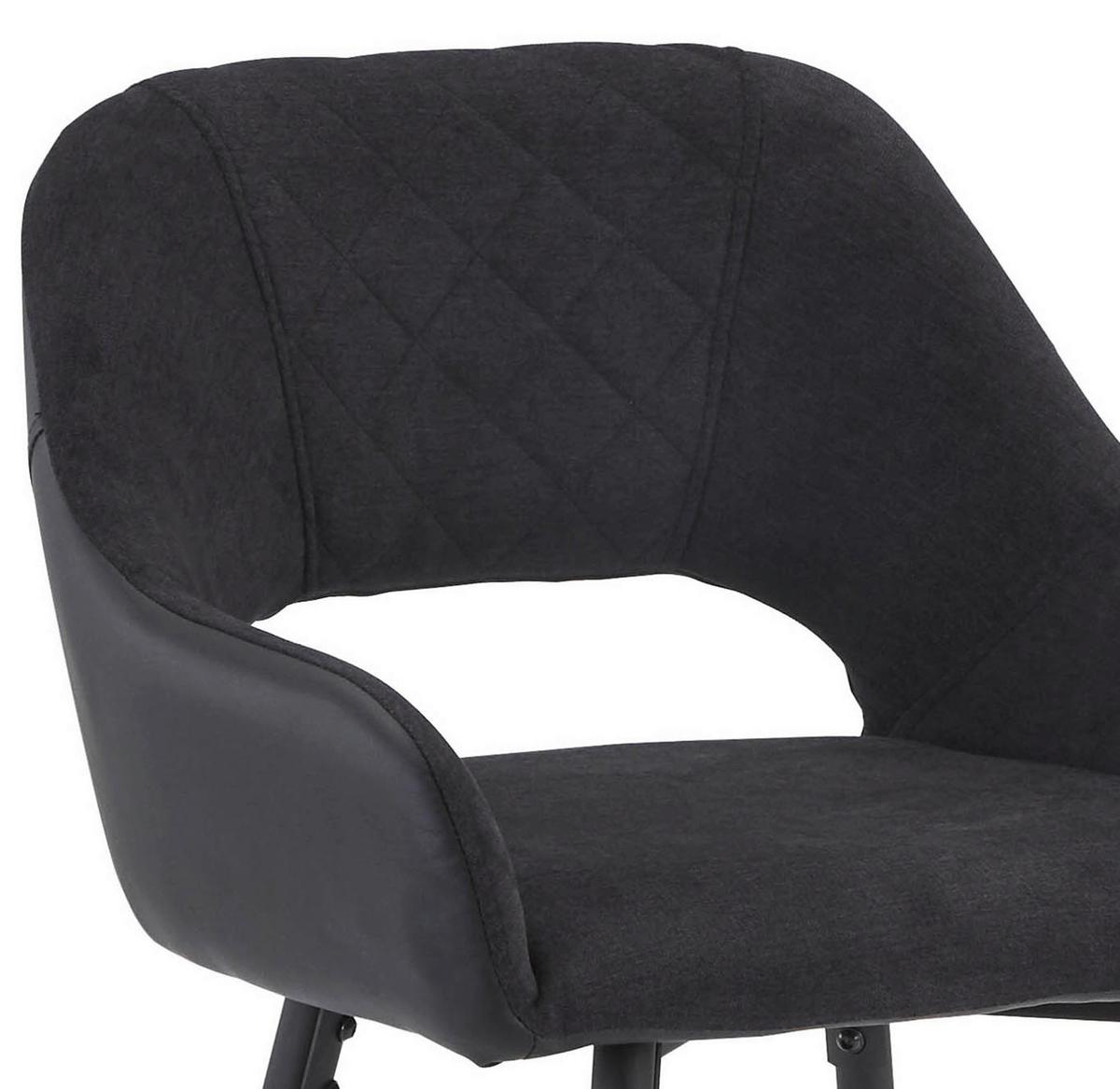 Barhocker mit Lehne Porto Anthrazit/Schwarz - Anthrazit/Schwarz, MODERN, Textil/Metall (52/102/56cm) - MID.YOU