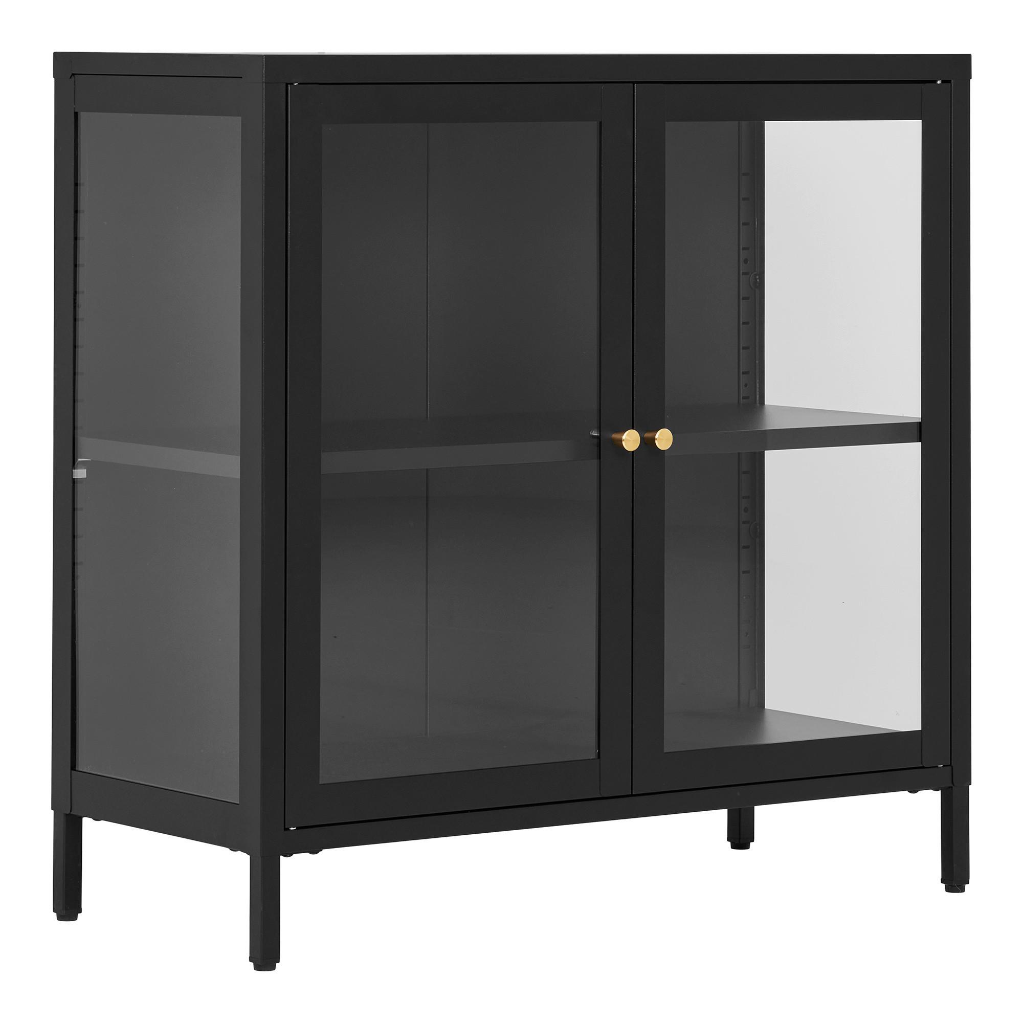 KOMMODE Dalby Schwarz B: 80cm - Transparent/Schwarz, Design, Glas/Metall (80/80/35cm) - MID.YOU