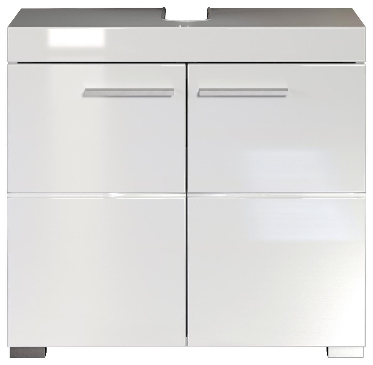 Waschbeckenunterschrank Amanda B: 60 cm Weiss - Silberfarben/Weiß, MODERN, Holzwerkstoff (60/56/34cm) - MID.YOU