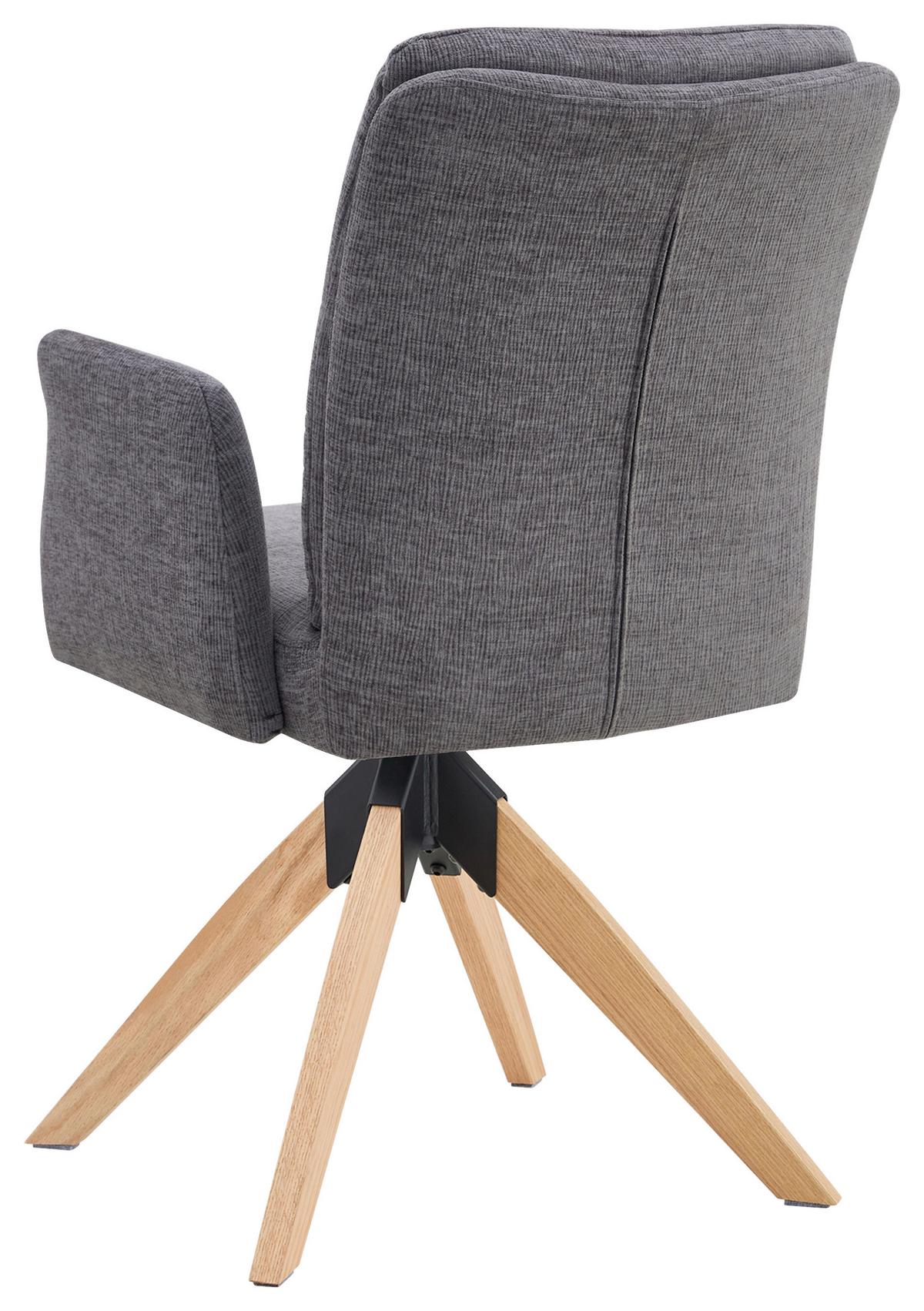 Armlehnstuhl Matei Webstoff grau, B: 60 cm - Naturfarben/Grau, KONVENTIONELL, Holz/Textil (60/94/66cm) - Livetastic