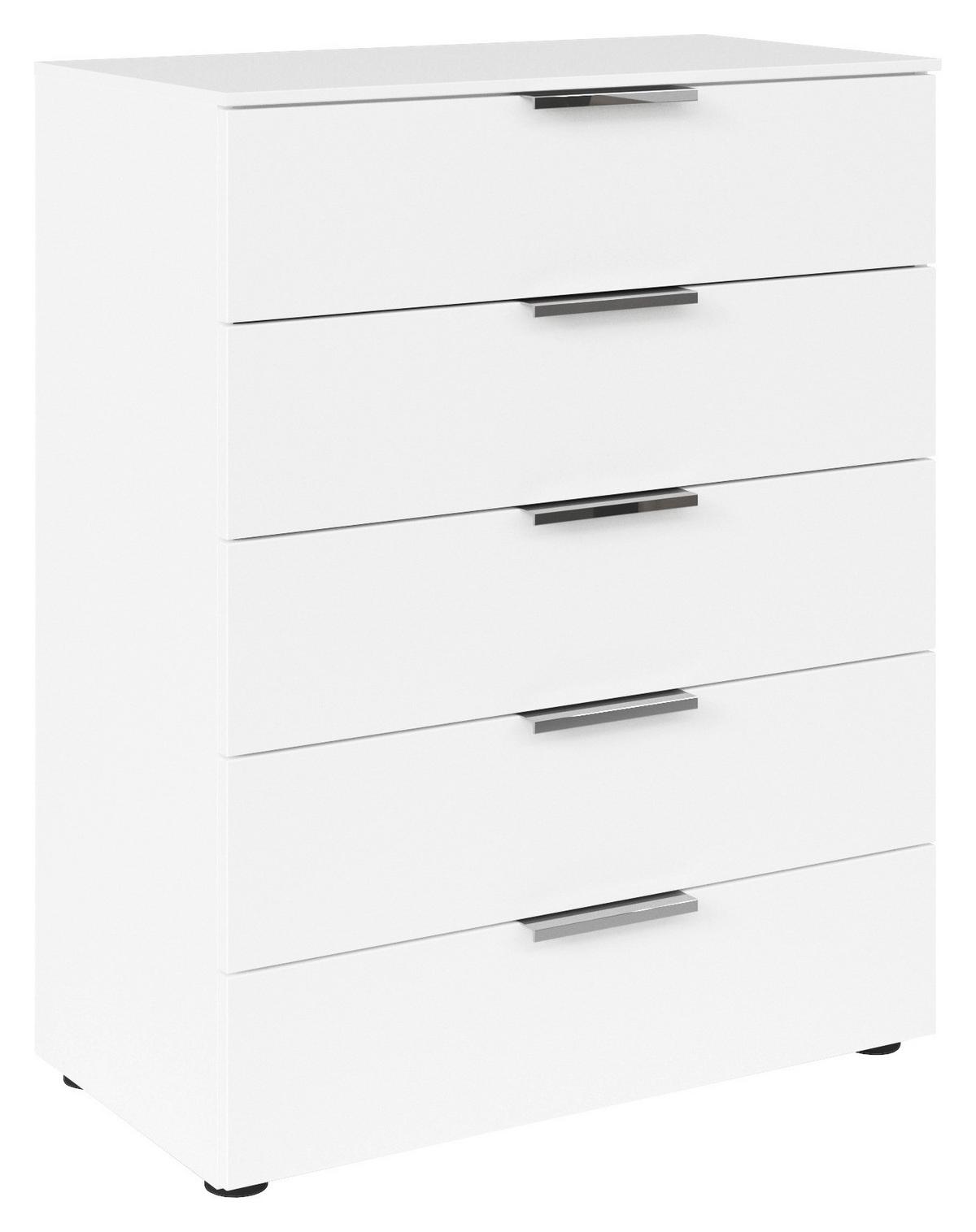 Kommode 80 cm Flipp Weiß/Chromfarben - Chromfarben/Schwarz, MODERN, Holzwerkstoff (80/100/42cm) - Rauch Möbel