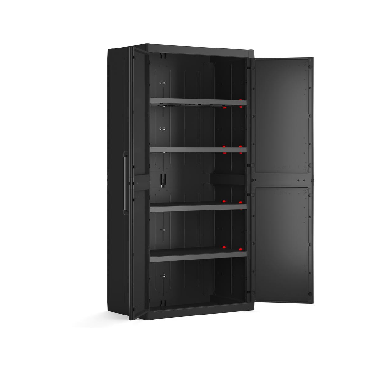 Geräteschrank E-Com Detroit XL B: 89 cm Schwarz - Schwarz, Design, Kunststoff (89/182/54cm) - Keter
