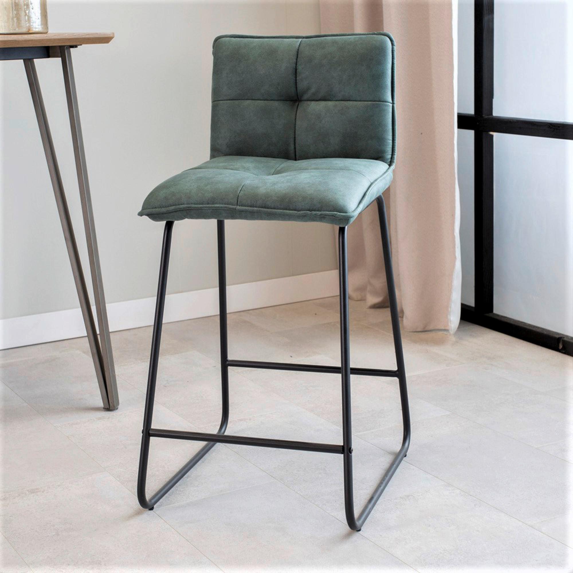 Barhocker-Set Jeremy - Schwarz/Mintgrün, KONVENTIONELL, Textil/Metall (44/87/50cm) - MID.YOU