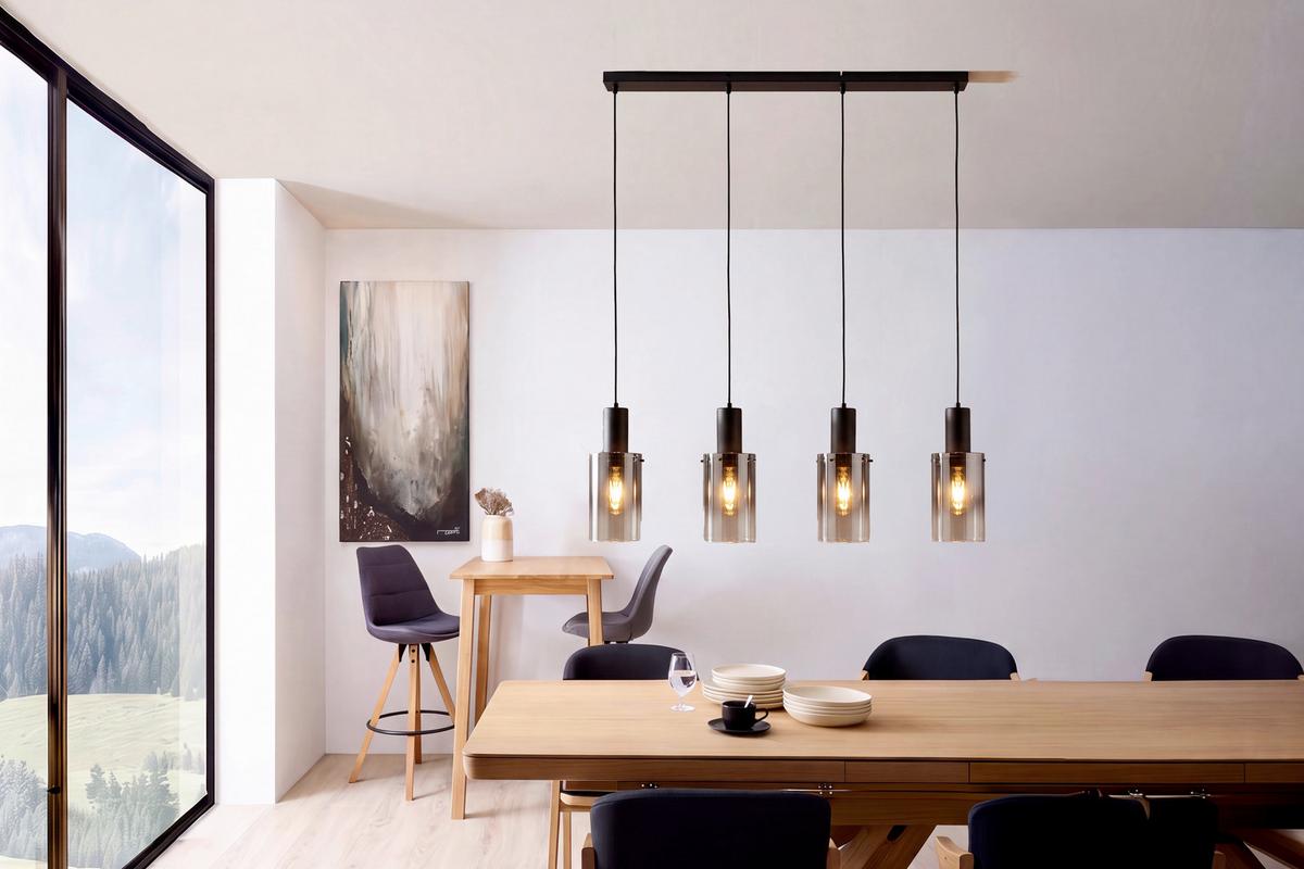 ZÁVESNÉ SVIETIDLO FLORENTINA - číra/čierna, Design, kov/plast (102.5/12,5/150cm) - Globo