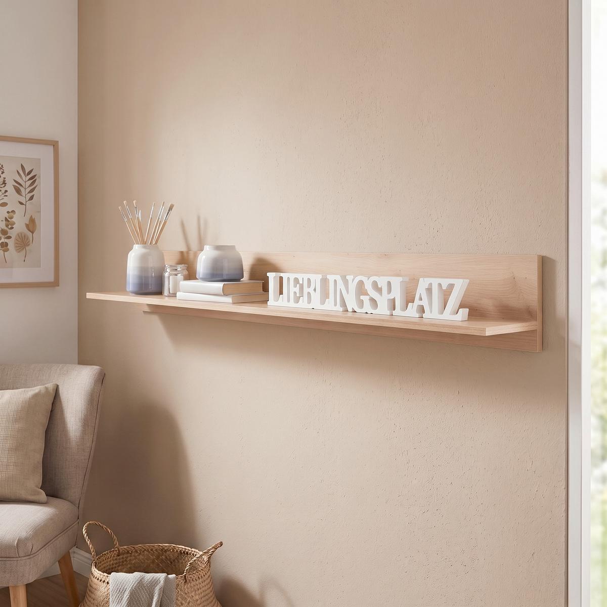 Falipolc Kashmir New - tölgyfa színű, Modern, faalapú anyag (155/20/20cm) - James Wood