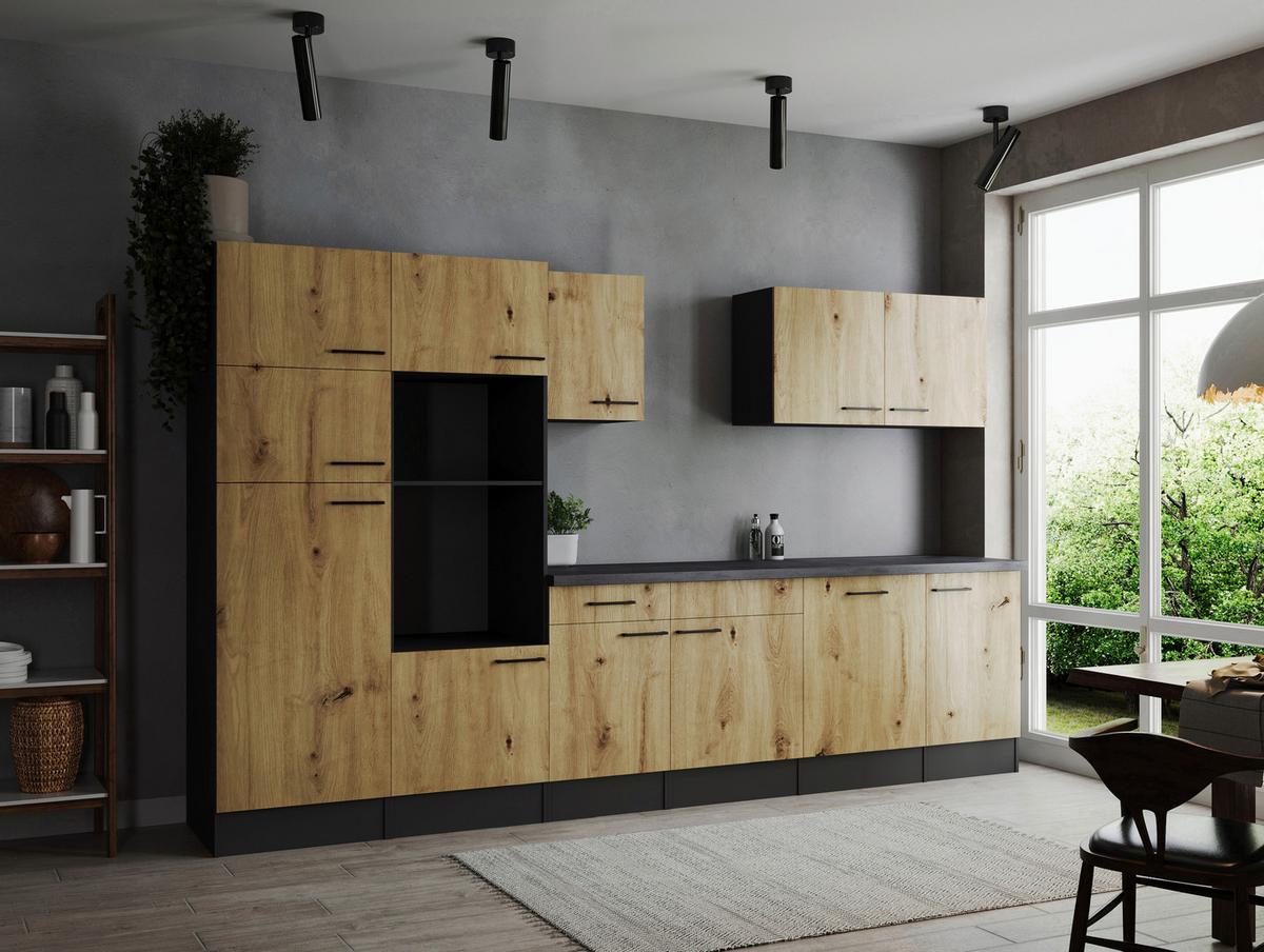 Küchenleerblock Oliver Artisan Dekor B: 340 Cm - Eiche Artisan/Grau, Design, Holzwerkstoff (340cm) - Respekta