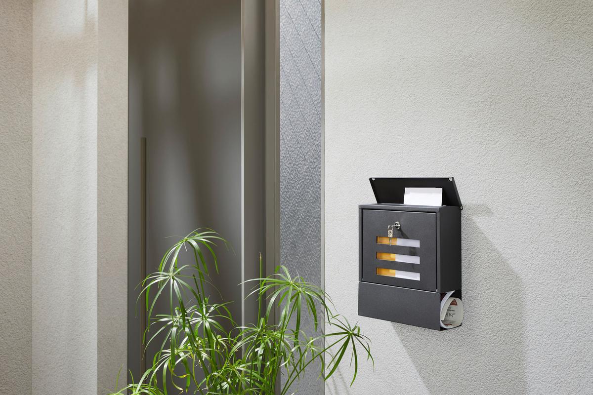 Briefkasten Anthrazit Rohan Mit Sichtfenster - Anthrazit, Design, Metall (30/33/9,5cm) - Homezone