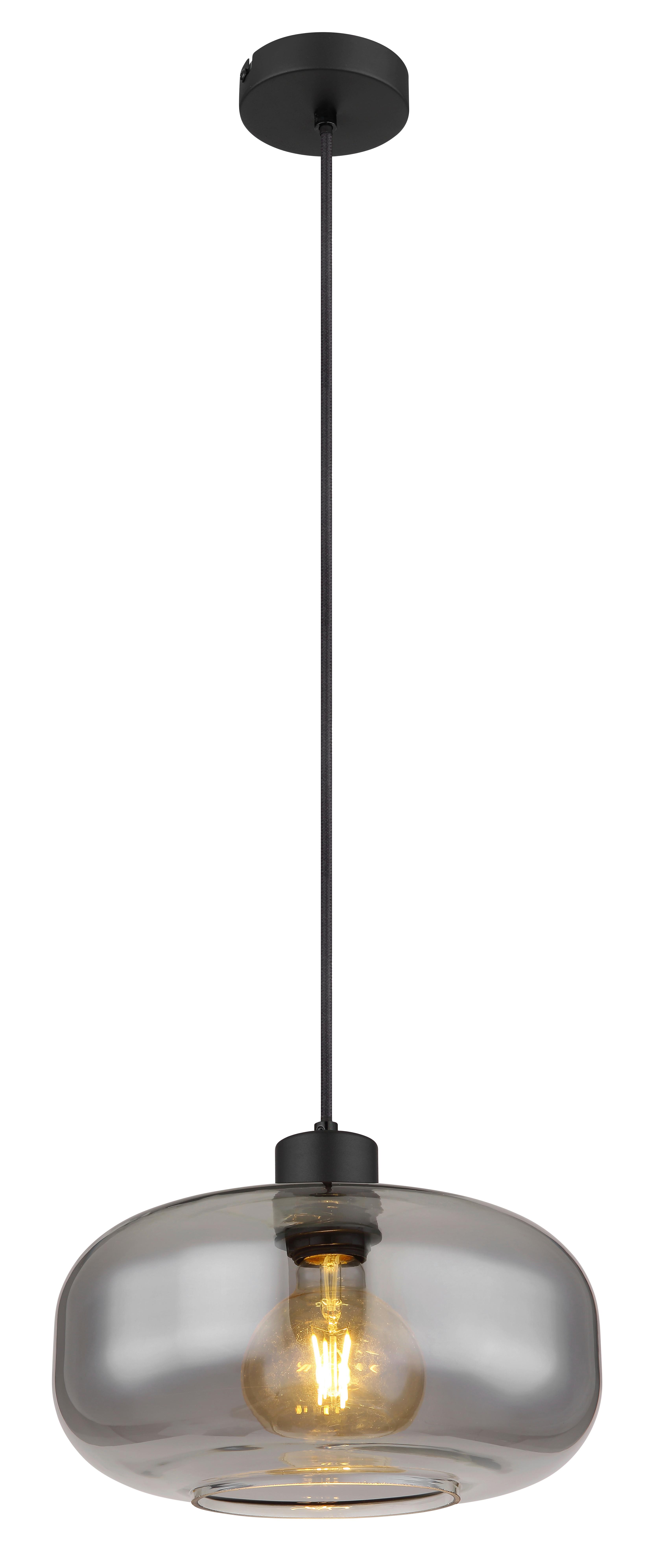 Hängeleuchte 15566h Giuseppe - Schwarz, Basics, Glas/Metall (28/120cm) - Globo