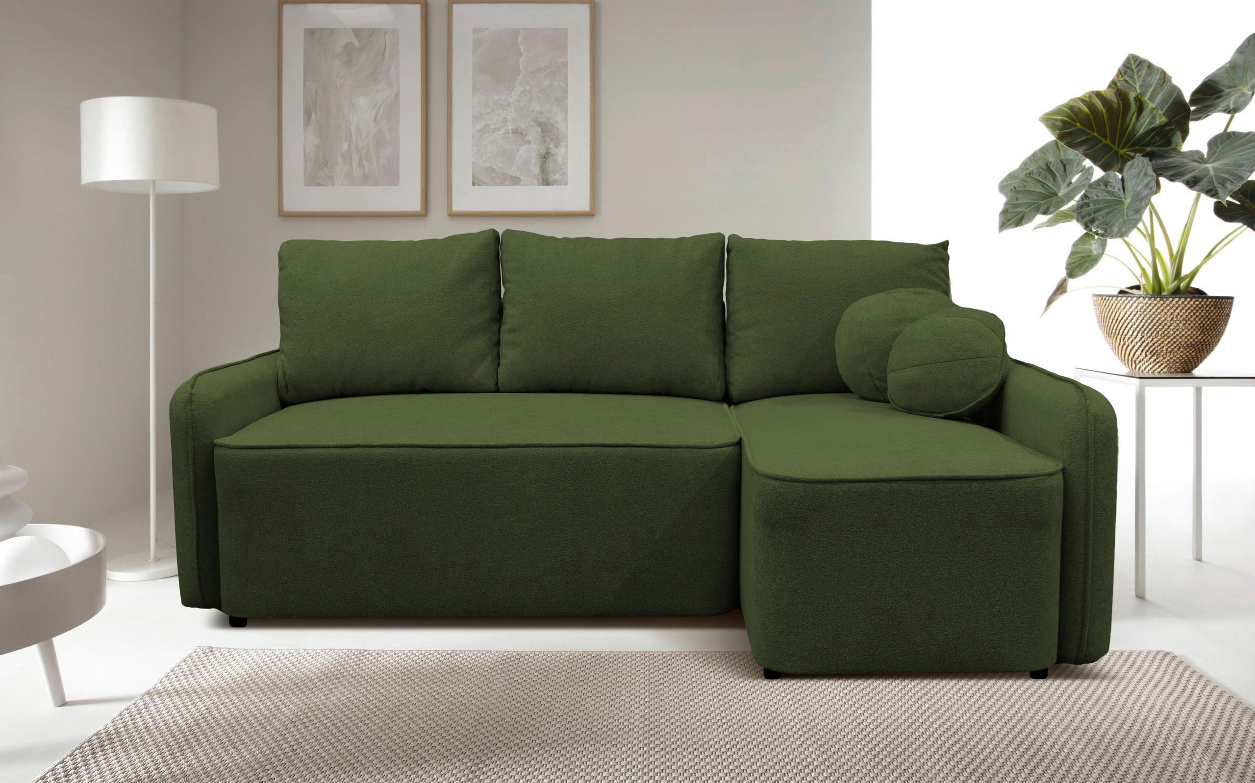Ecksofa Fancy Grün 209x143 cm - Schwarz/Grün, Design, Textil (209/143cm) - MID.YOU