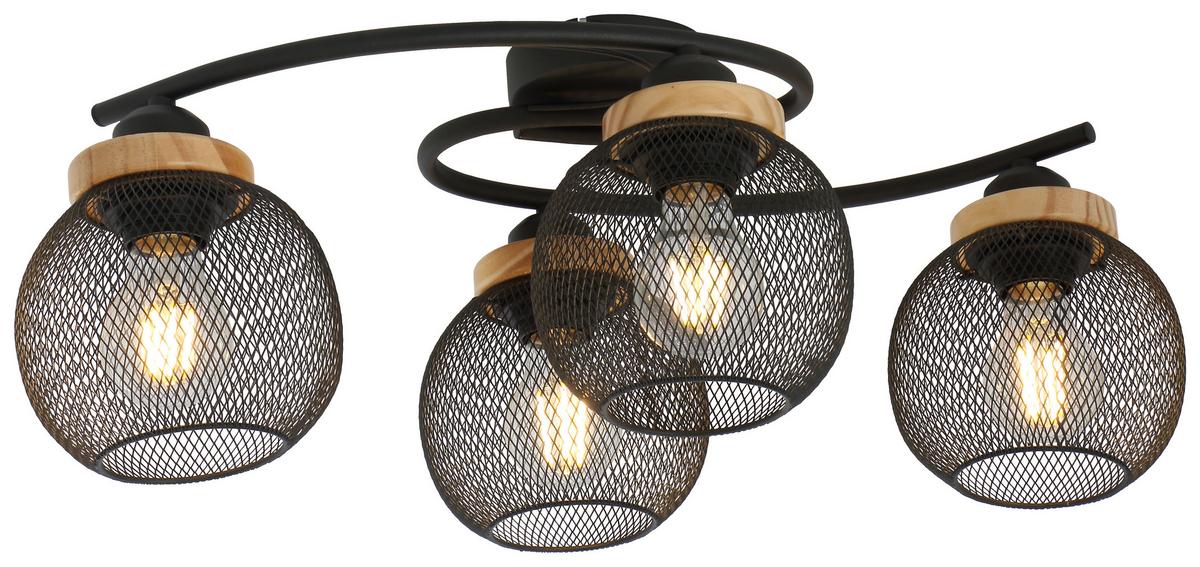 Deckenleuchte L: 60 Cm Aus Holz & Metall - Schwarz/Braun, Basics, Holz/Metall (60/35/22cm) - Globo