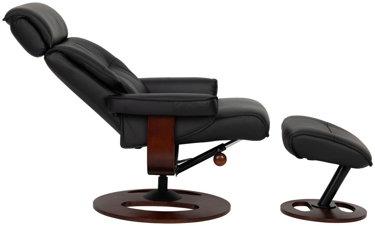 Relaxsessel Calm Schwarz B: 76 Cm - Walnussfarben/Schwarz, Basics, Leder/Holz (76/106/90cm) - Livetastic