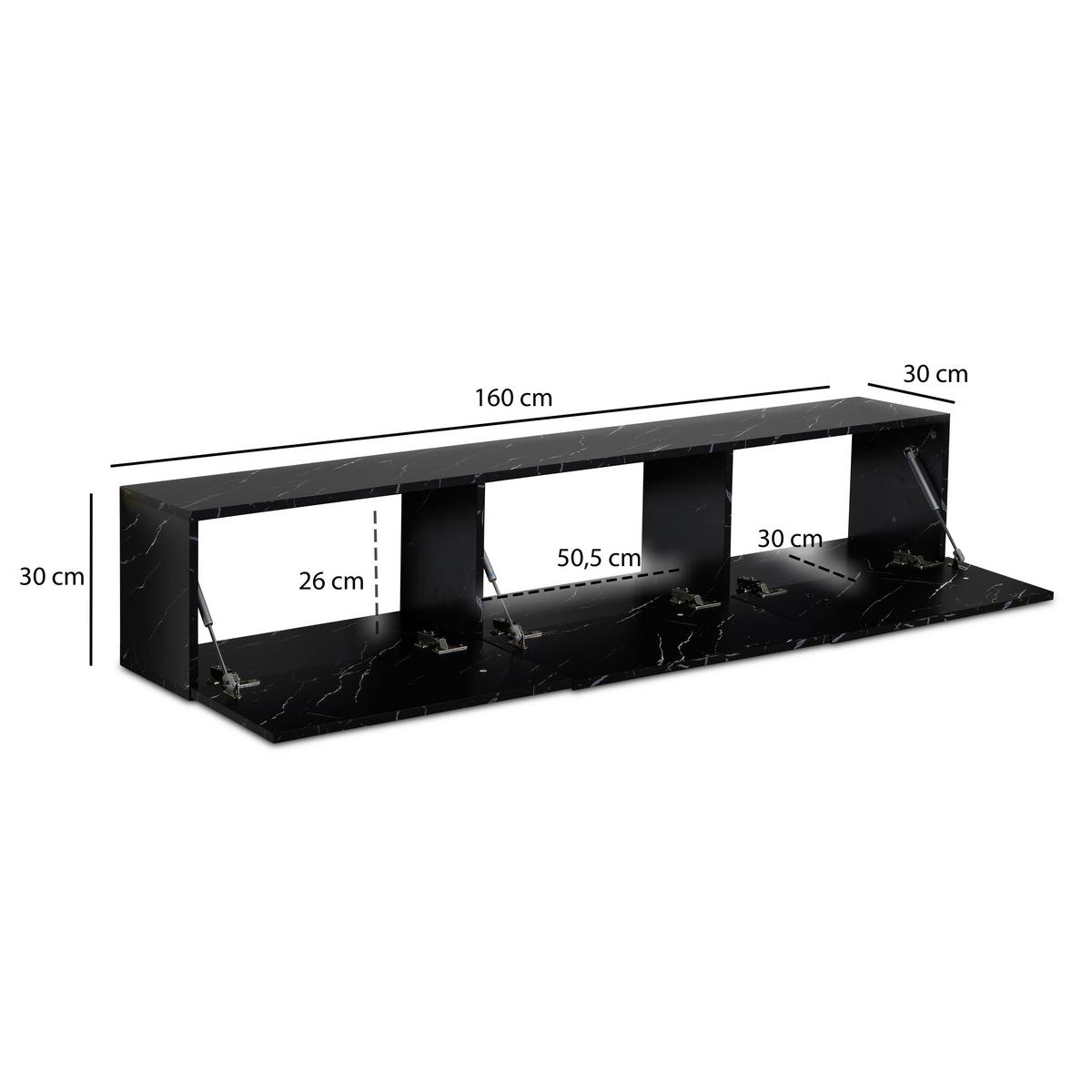 Lowboard Schwarz B: 160 cm - Schwarz, Design, Holzwerkstoff (160/30/30cm) - MID.YOU