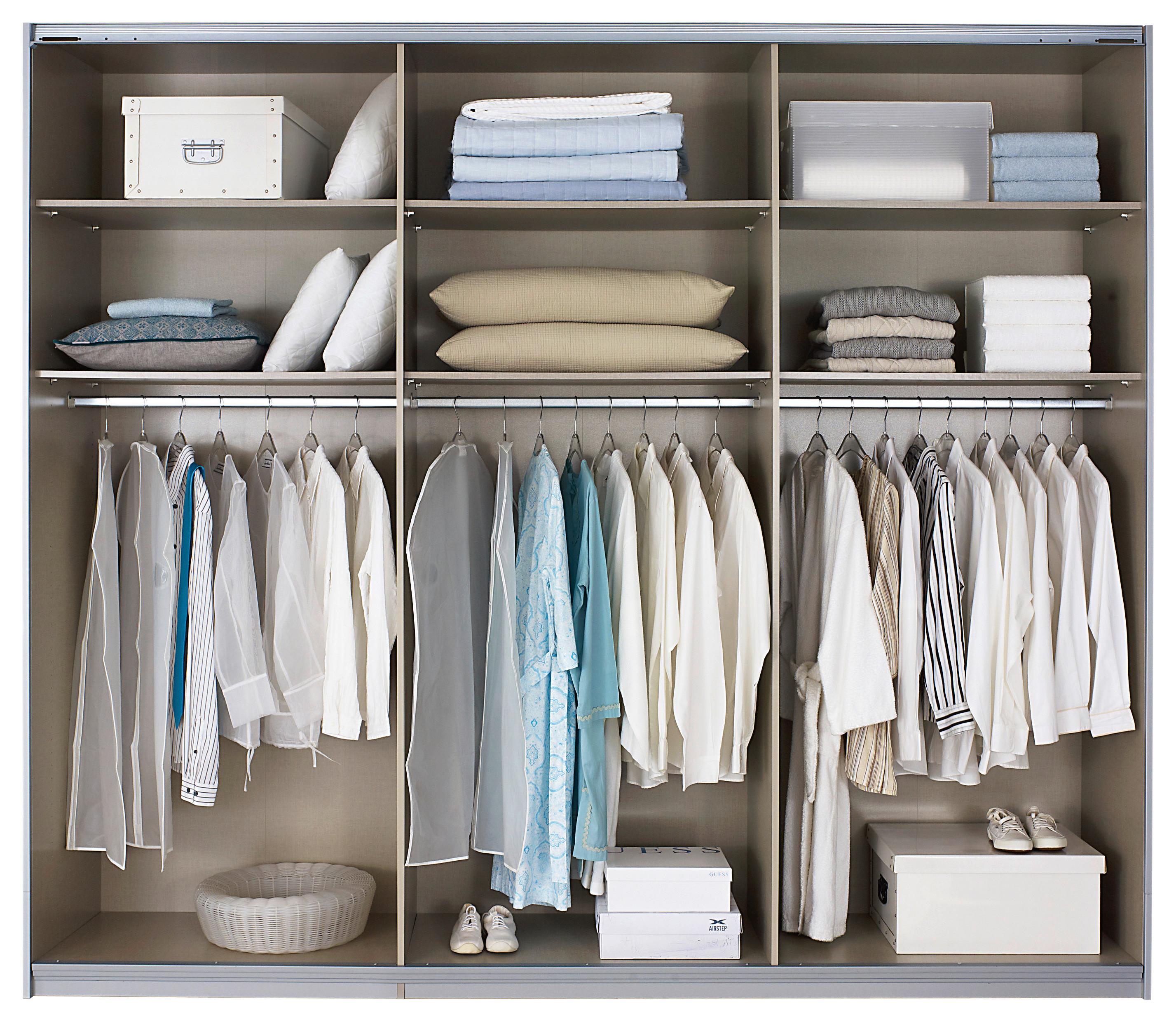 Schwebetürenschrank M. Spiegel 271cm Belluno, Weiß Dekor - Weiß, MODERN, Holzwerkstoff (271/230/62cm) - Rauch Möbel