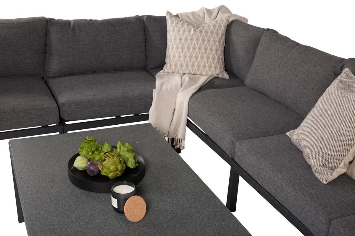 Loungetisch Copacabana - Schwarz, KONVENTIONELL, Glas/Metall (120/70/45cm) - Gardenson