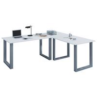 Eckschreibtisch Lona Weiß B: 80 cm - Silberfarben/Weiß, MODERN, Holzwerkstoff/Metall (220/80/76cm) - MID.YOU