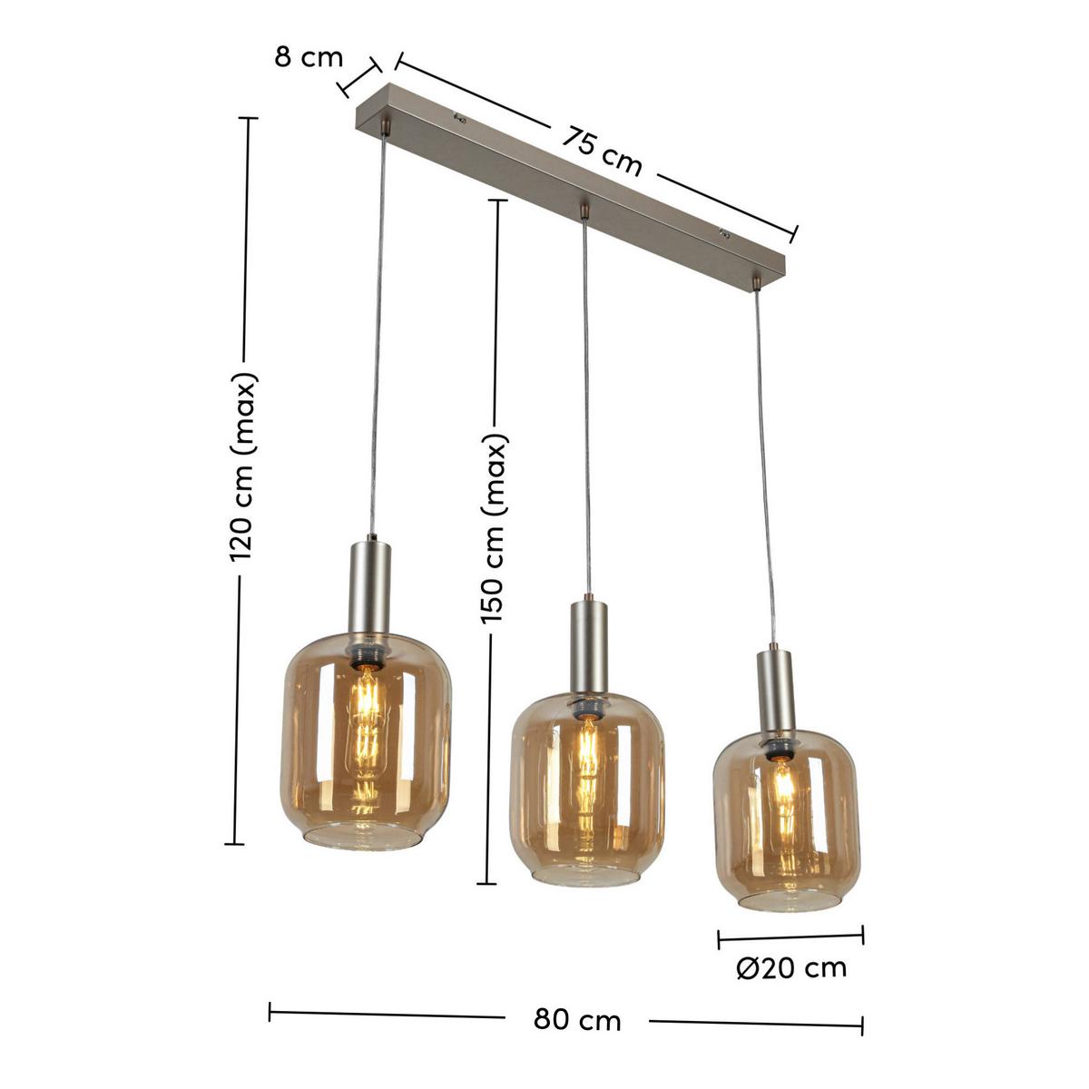 ZÁVĚSNÉ SVÍTIDLO SIOP - jantarové barvy/průhledné, Moderní, kov/plast (80/20/120cm)