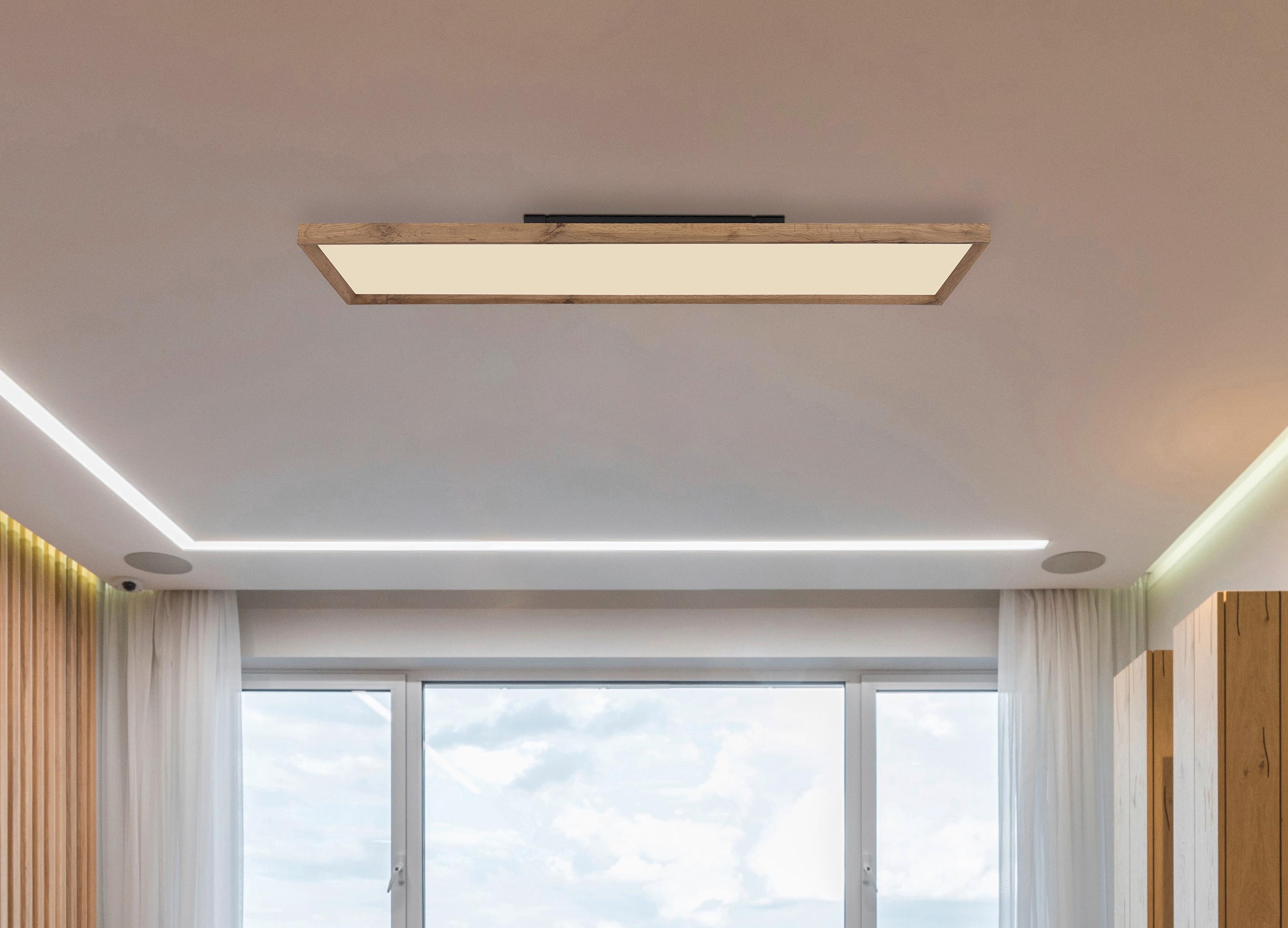 LED-Deckenleuchte 41595d5 - Opal/Naturfarben, Natur, Holzwerkstoff/Kunststoff (120/30/8,5cm) - Globo