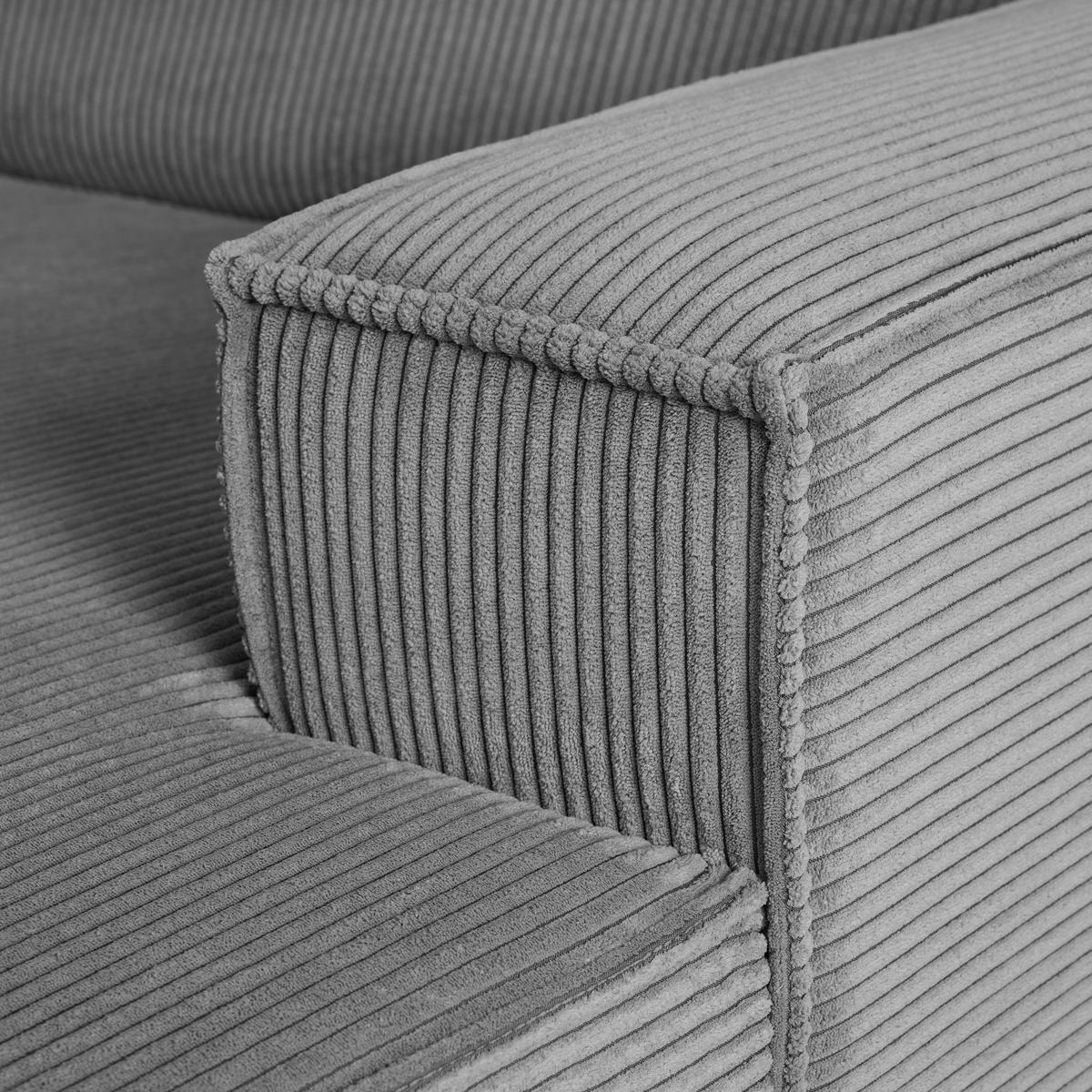 Rohová sedačka LOFT, pravá, světle šedý manšestr - černá/světle zelená, Moderní, textil/plast (265/75/172cm) - Mömax