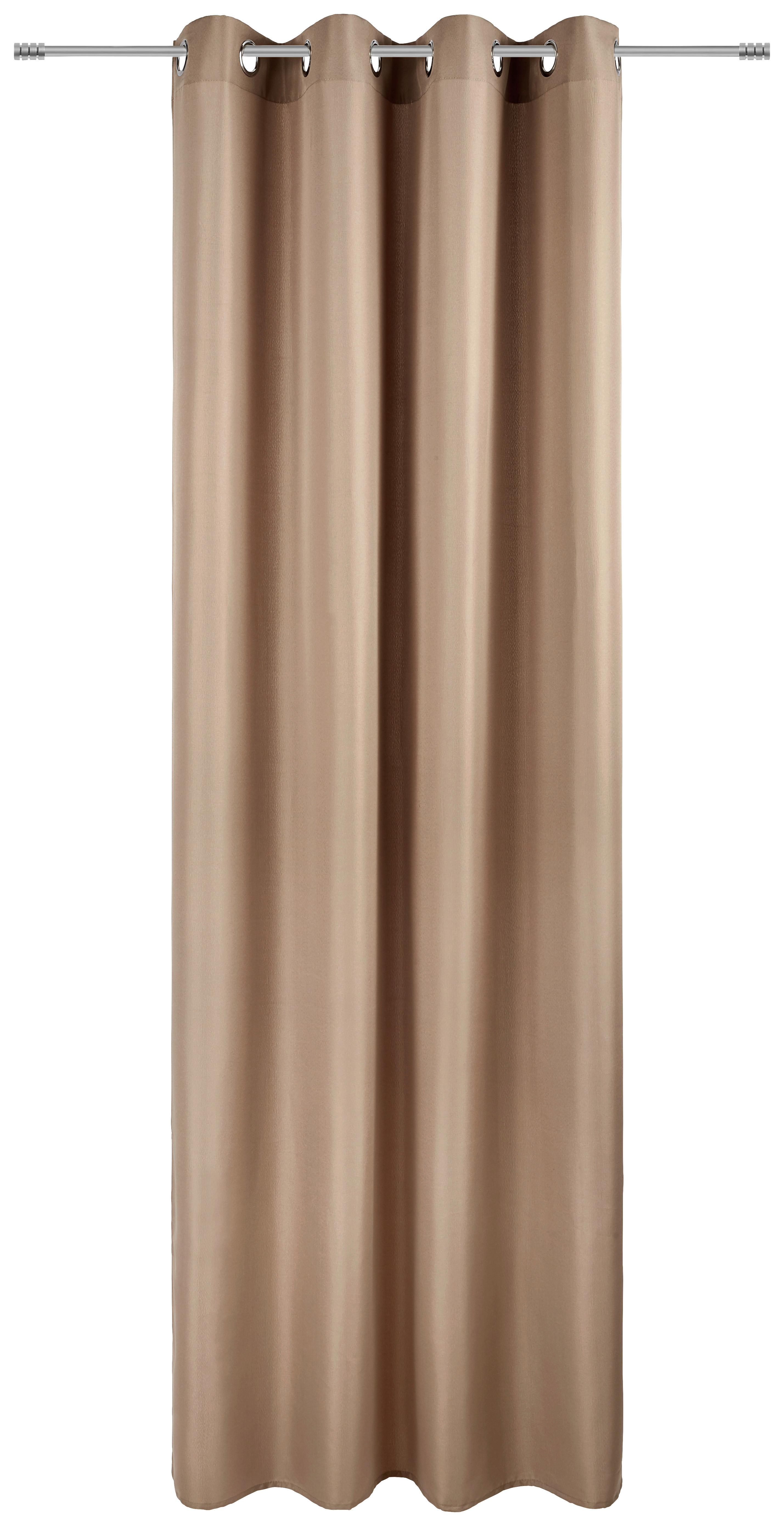Douceur D'Intérieur Telma Gardine Mit Ösen, Taupe, 140x280cm, 100% Polyester – Waschbar, Lichtdurchlässig