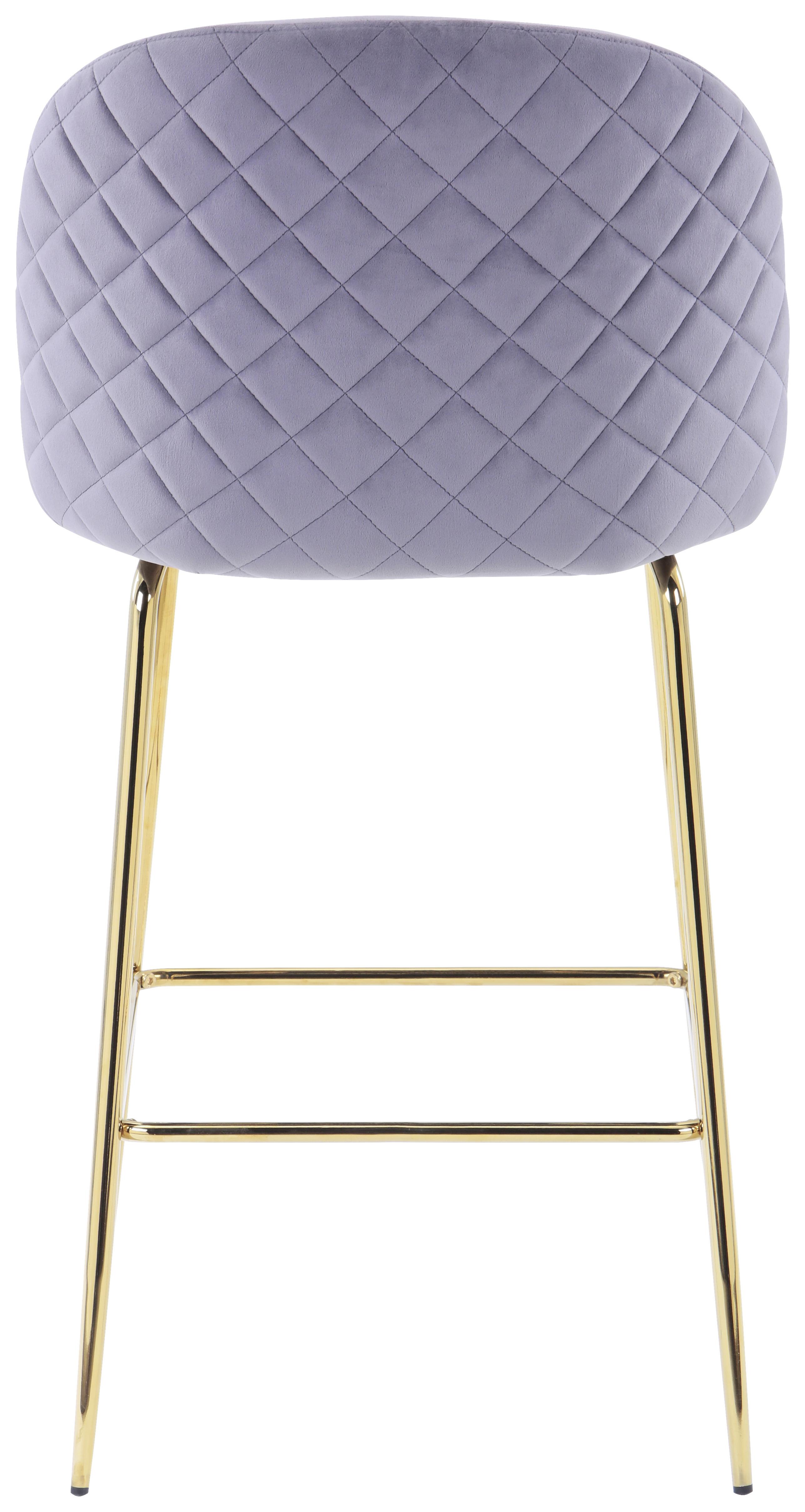 Barhocker mit Lehne Artdeco Samt Grau/Goldfarben - Goldfarben/Grau, MODERN, Holz/Textil (50/55/97cm) - MID.YOU