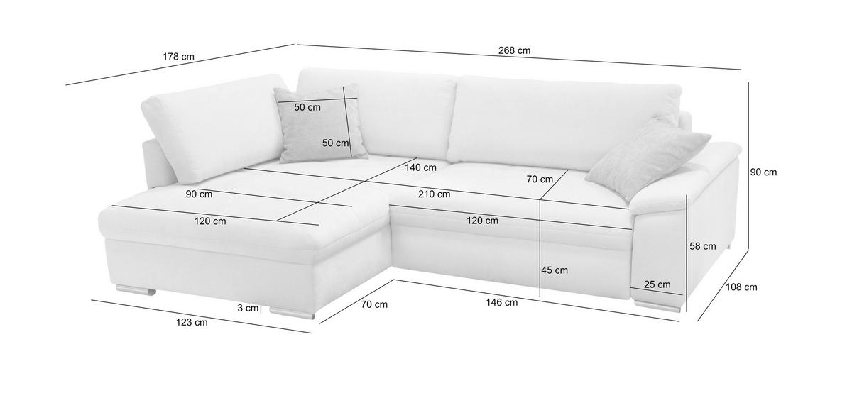 Ecksofa Casa Grand Hellbraun S: 175x268 Cm - Hellbraun/Beige, Design, Textil (178/268cm) - Livetastic